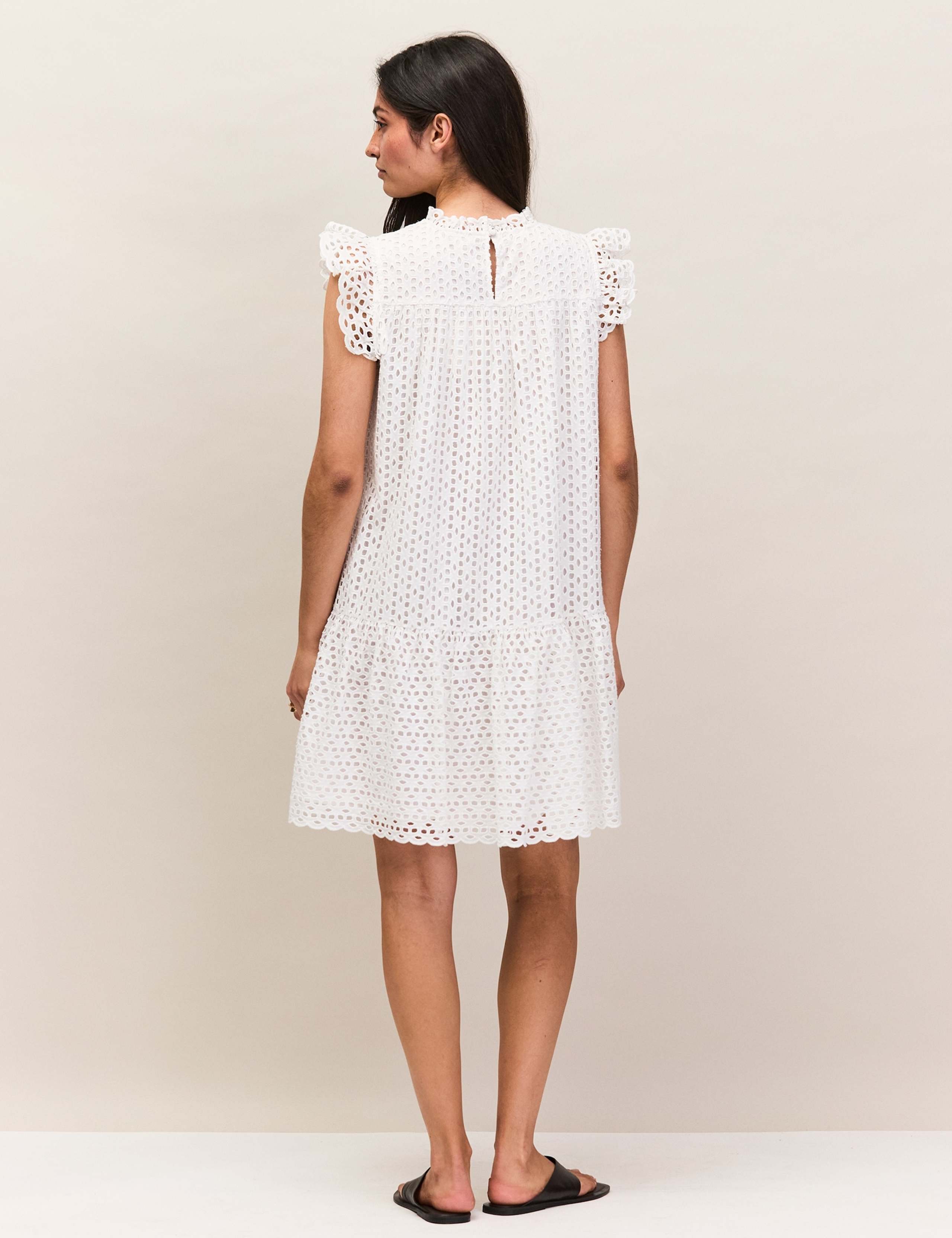 Pure Cotton Broderie Mini Shift Dress 3 of 6