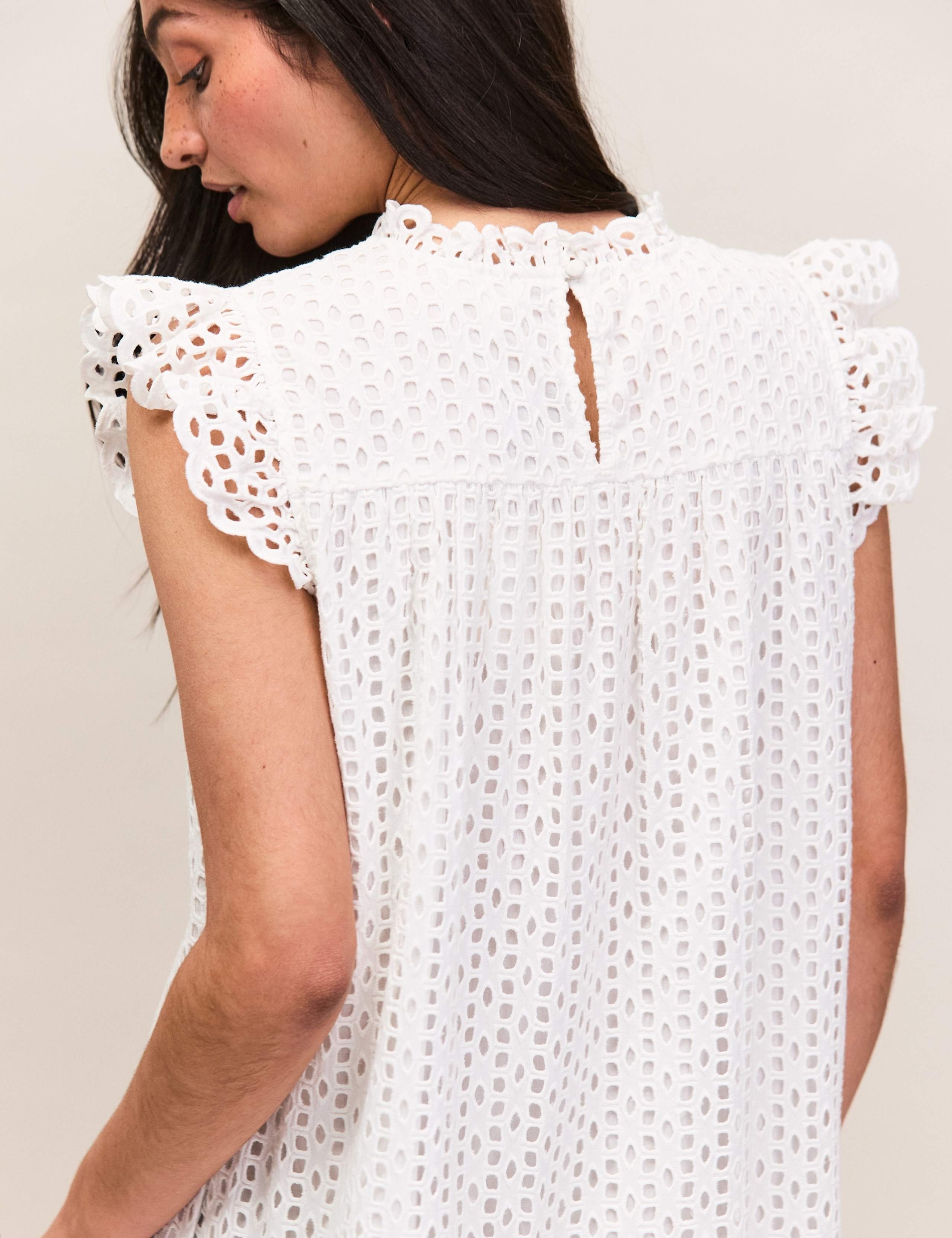 Pure Cotton Broderie Mini Shift Dress 4 of 6