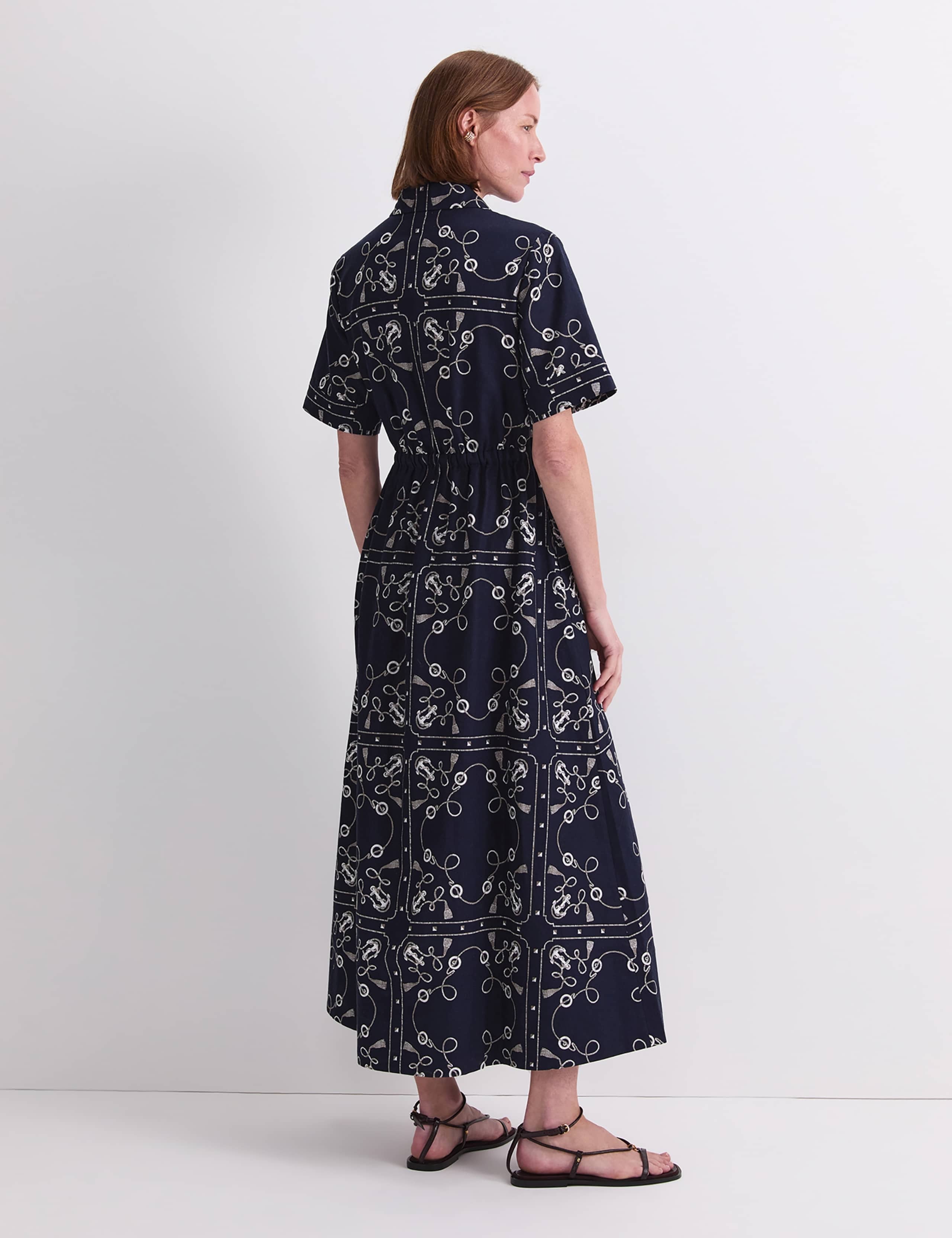 Linen Rich Printed Midaxi Shirt Dress 2 of 7