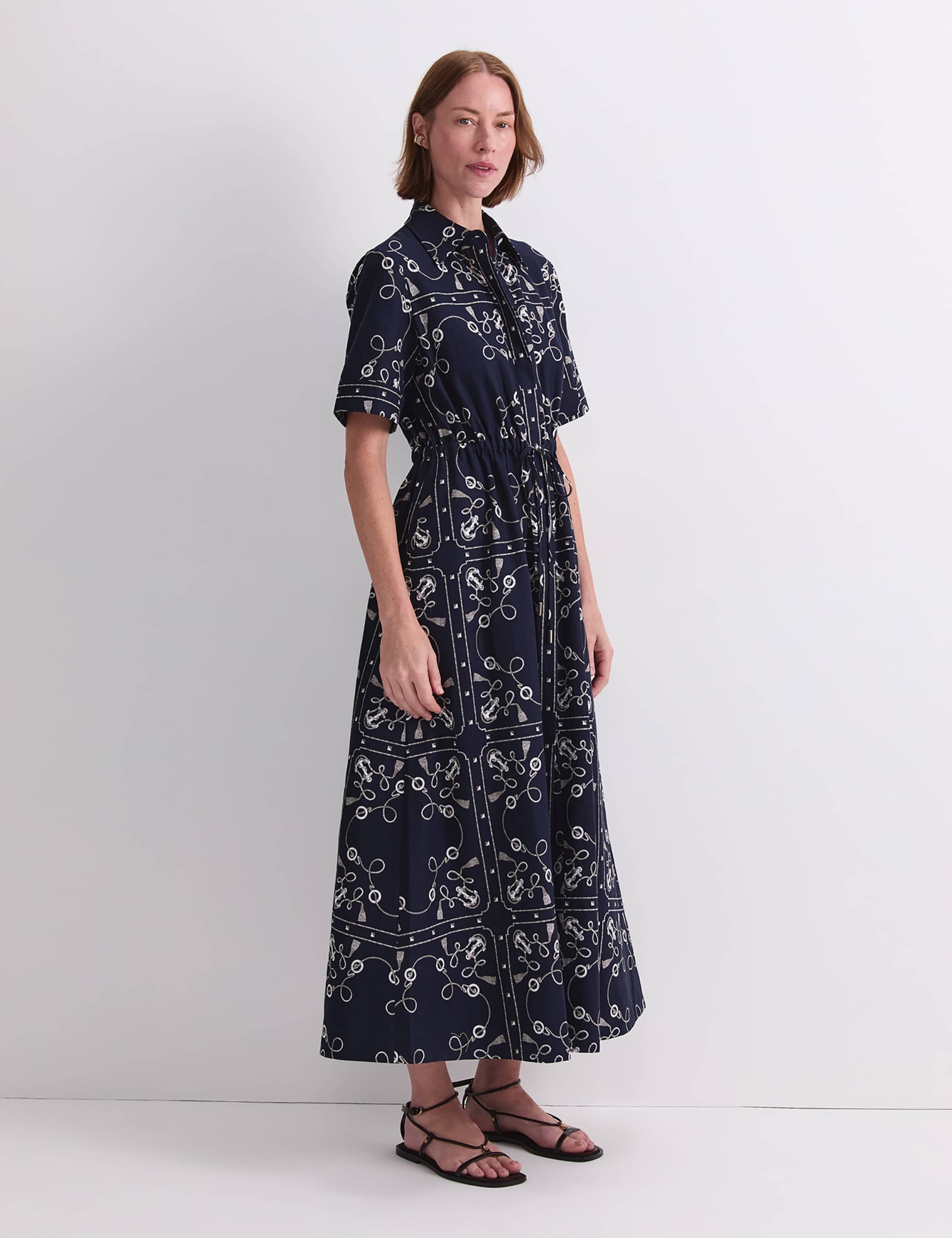 Linen Rich Printed Midaxi Shirt Dress 3 of 7