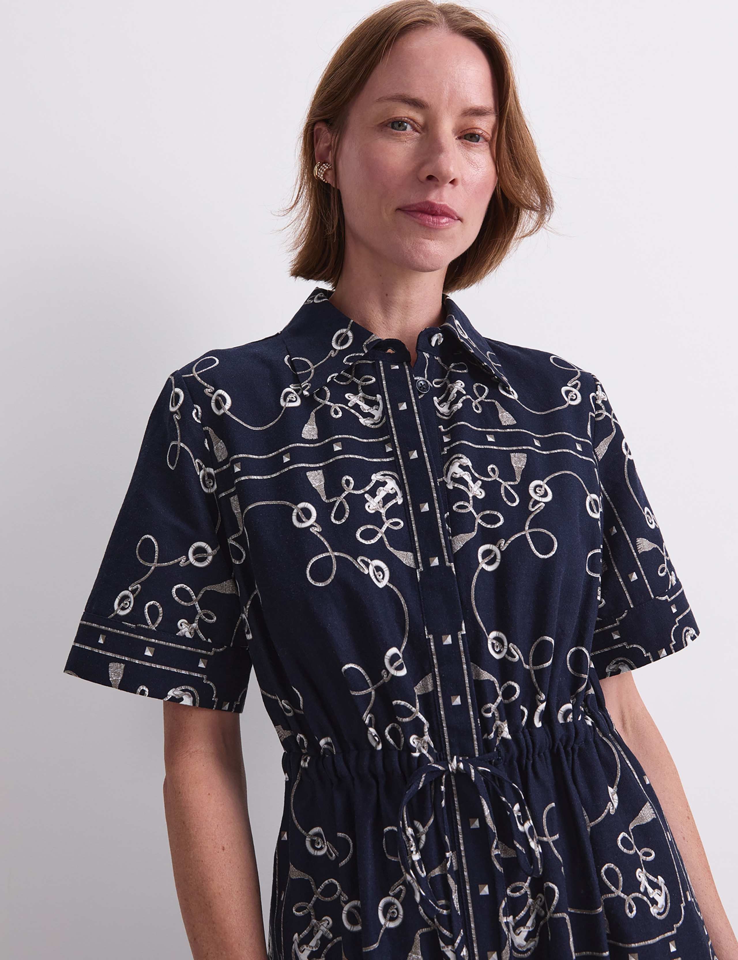 Linen Rich Printed Midaxi Shirt Dress 6 of 7