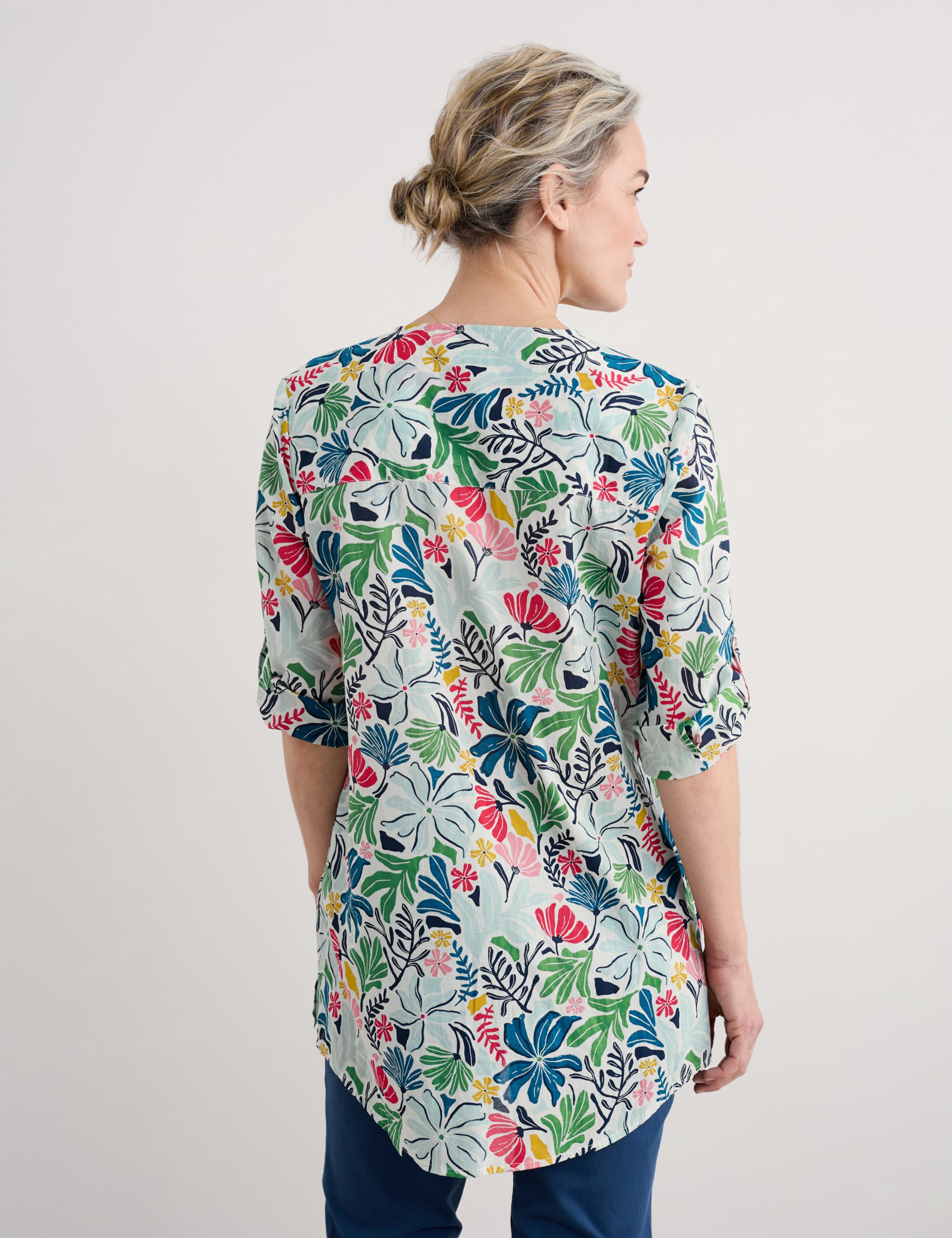 Pure Cotton Floral Notch Neck Tunic 3 of 4
