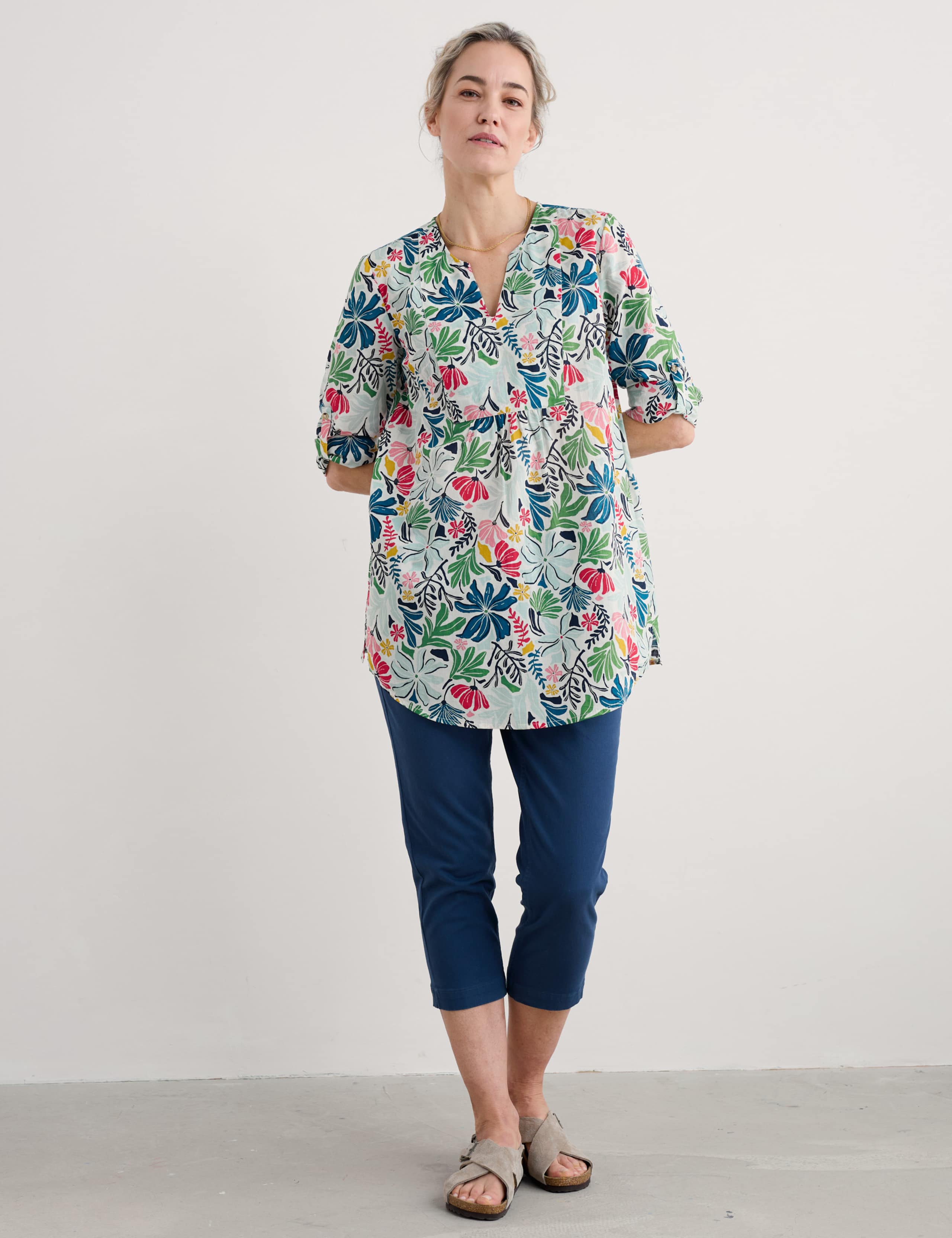 Pure Cotton Floral Notch Neck Tunic 4 of 4