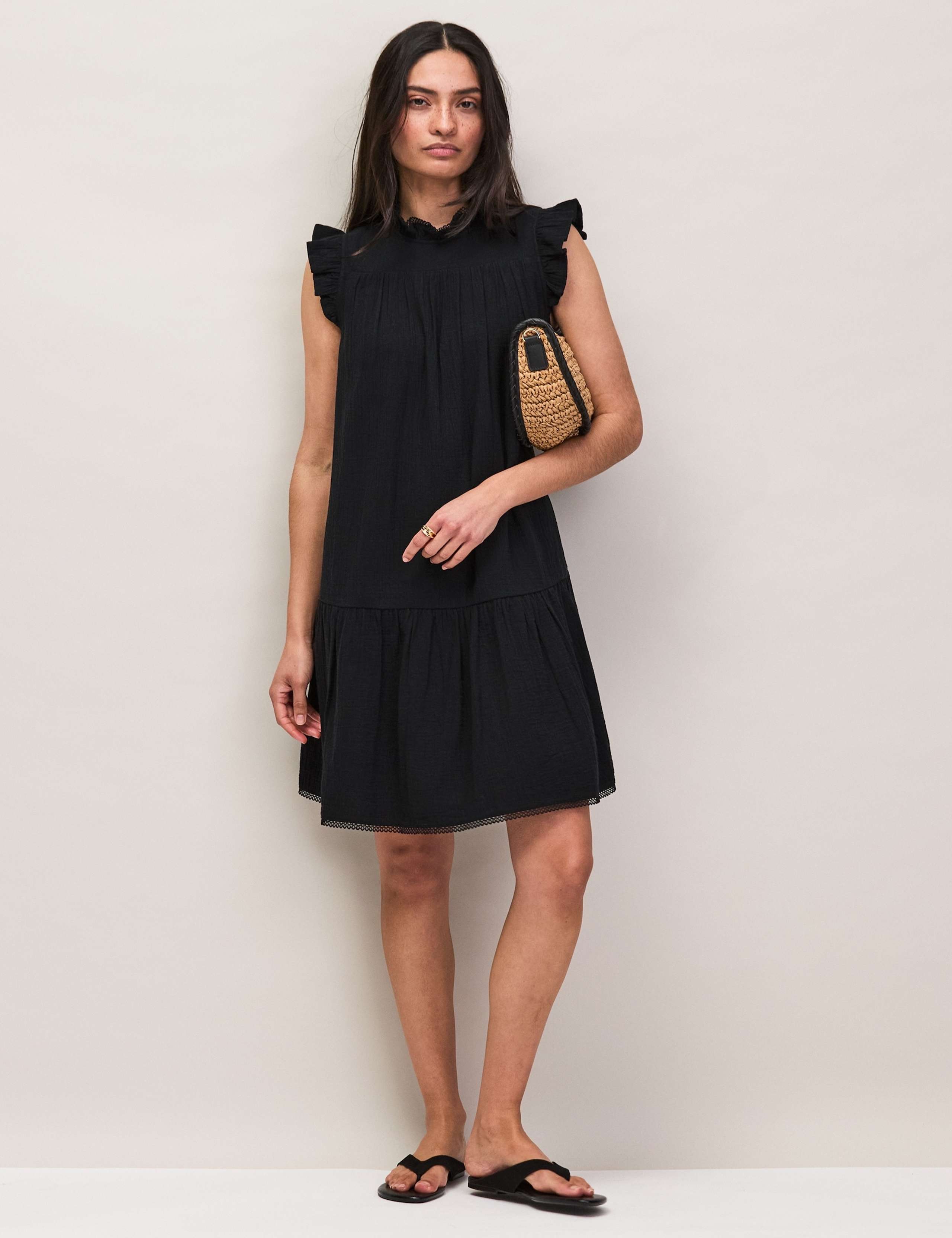 Pure Cotton Frill Detail Mini Dress 1 of 6