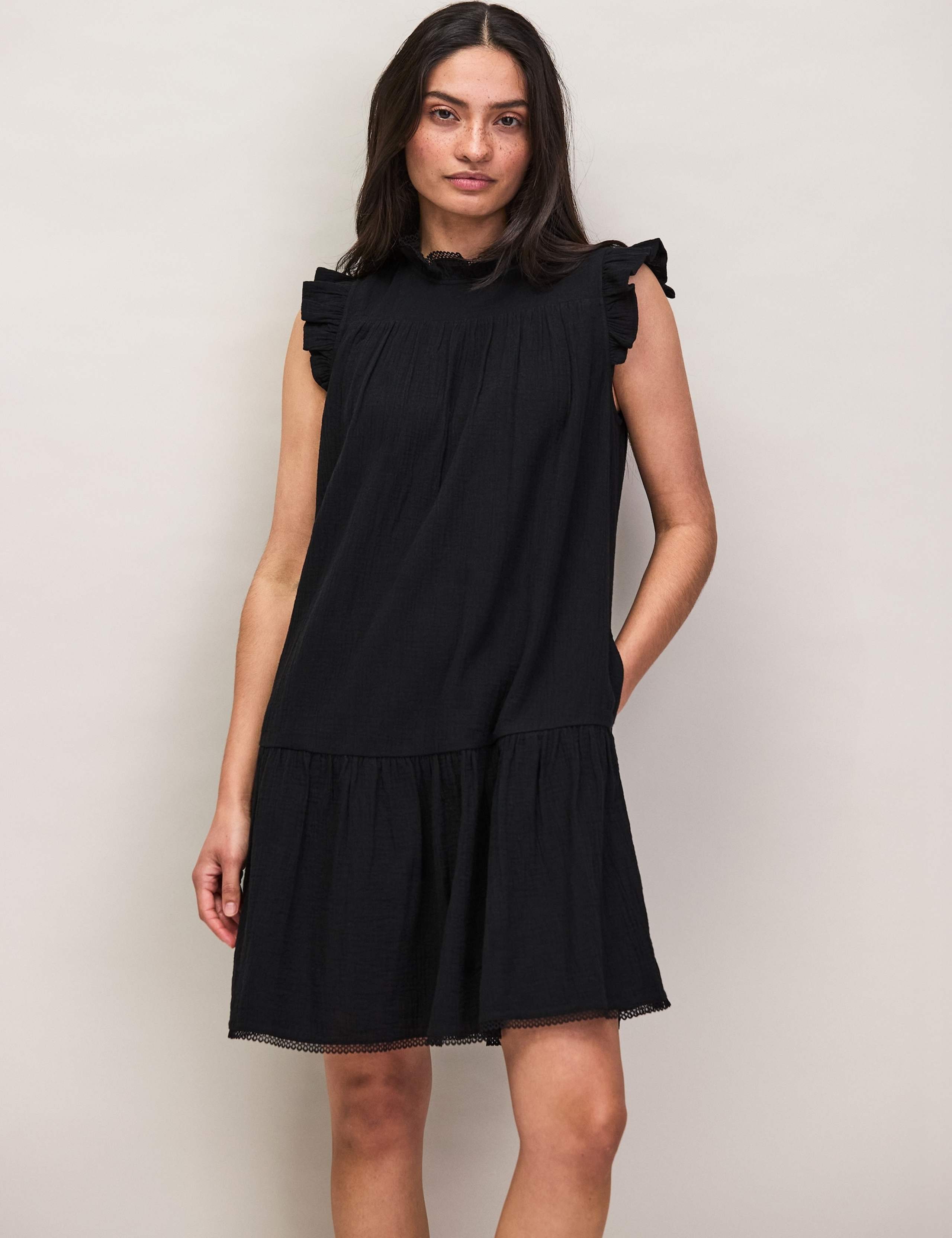 Pure Cotton Frill Detail Mini Dress 3 of 6