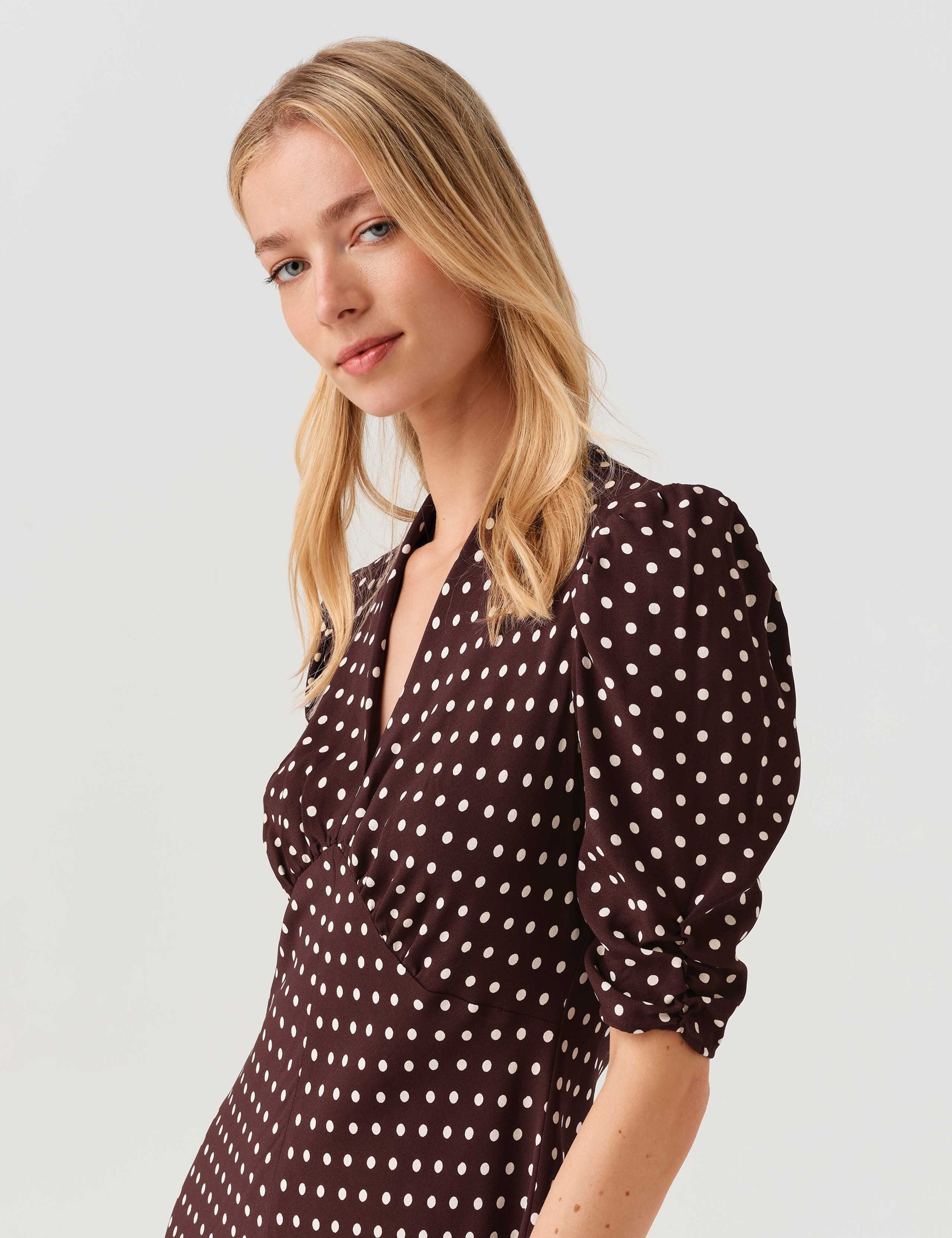 Polka Dot V-Neck Midi Tea Dress 5 of 9