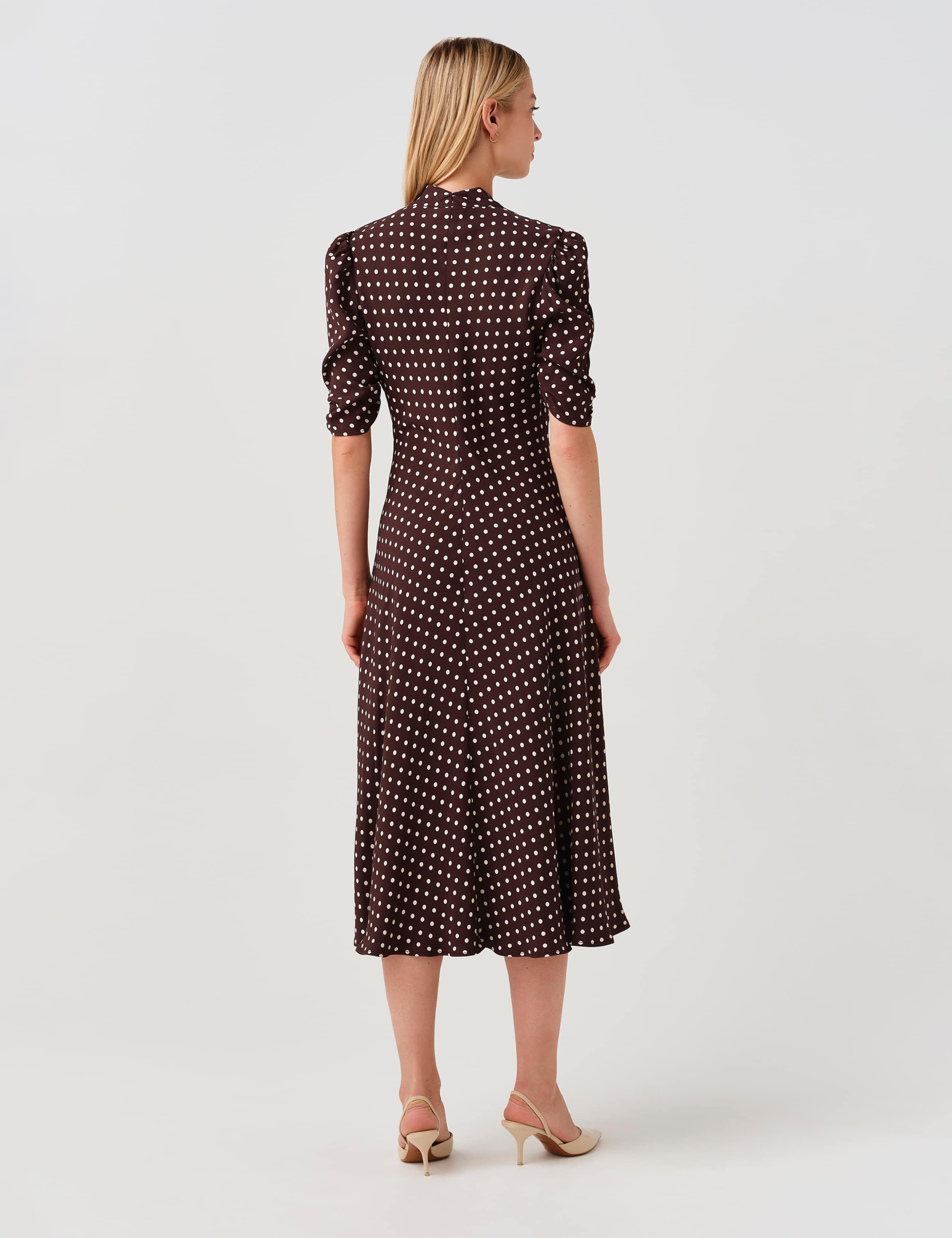 Polka Dot V-Neck Midi Tea Dress 6 of 9