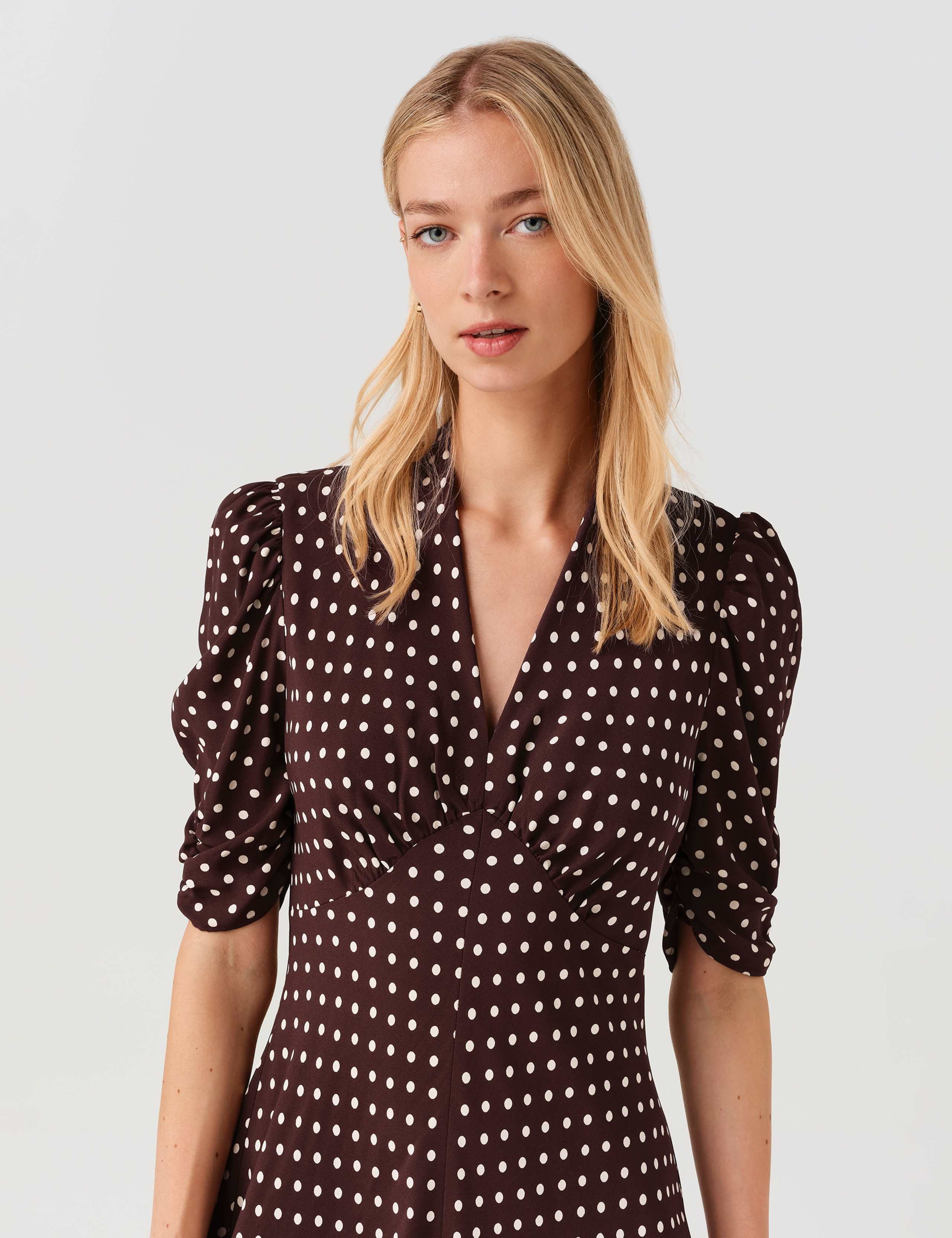 Polka Dot V-Neck Midi Tea Dress 8 of 9