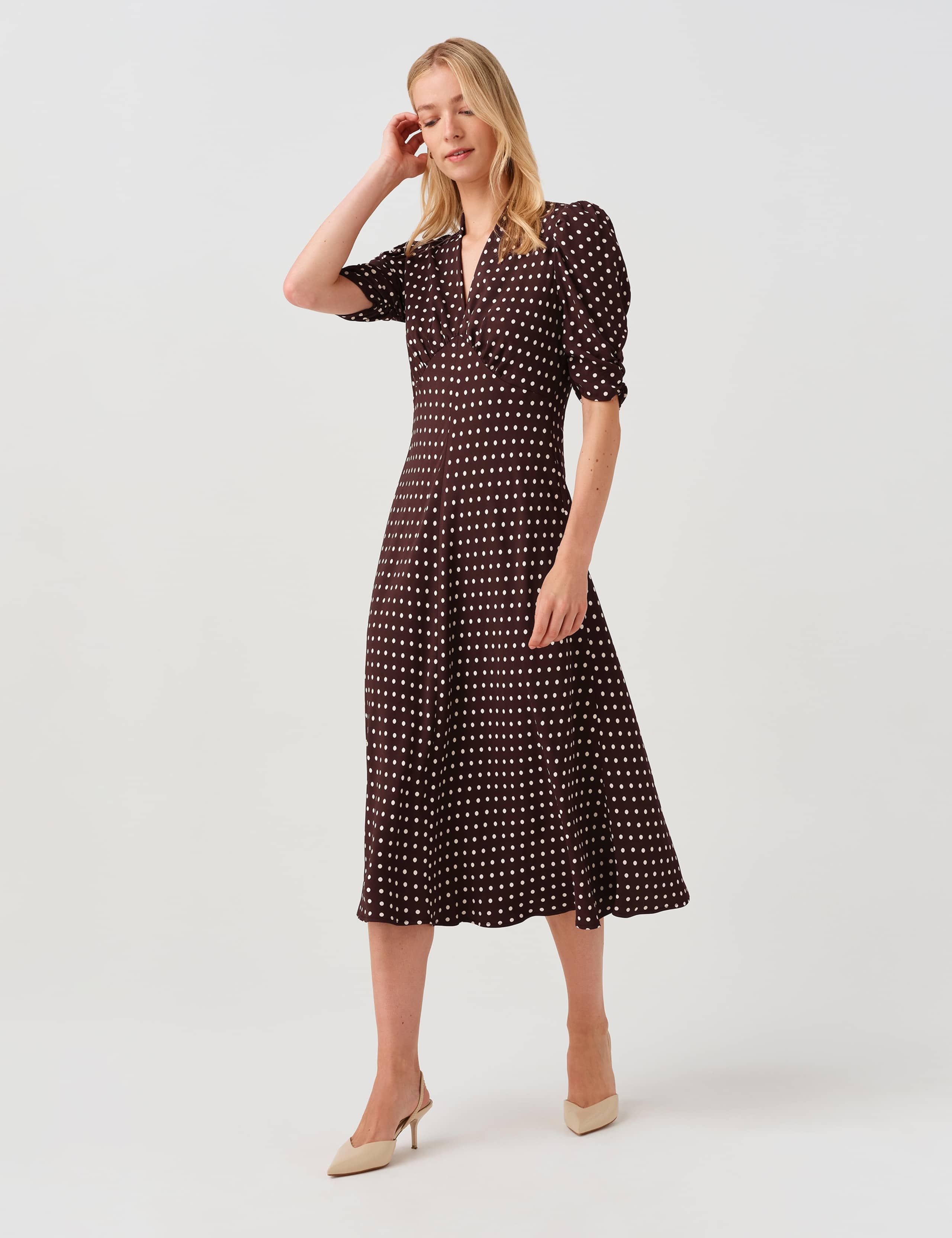 Polka Dot V-Neck Midi Tea Dress 9 of 9