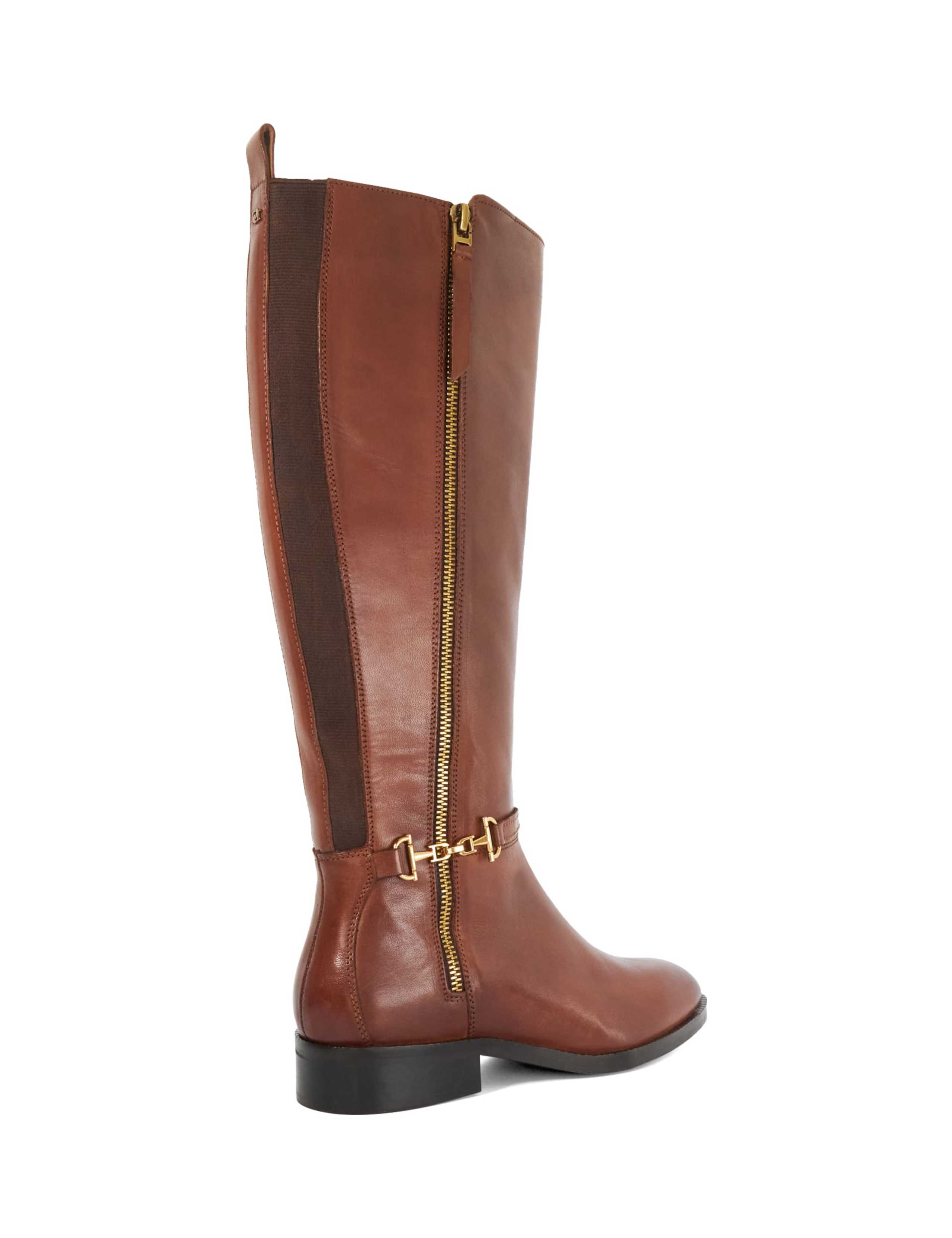 Leather Block Heel Buckle Knee High Boots 4 of 5