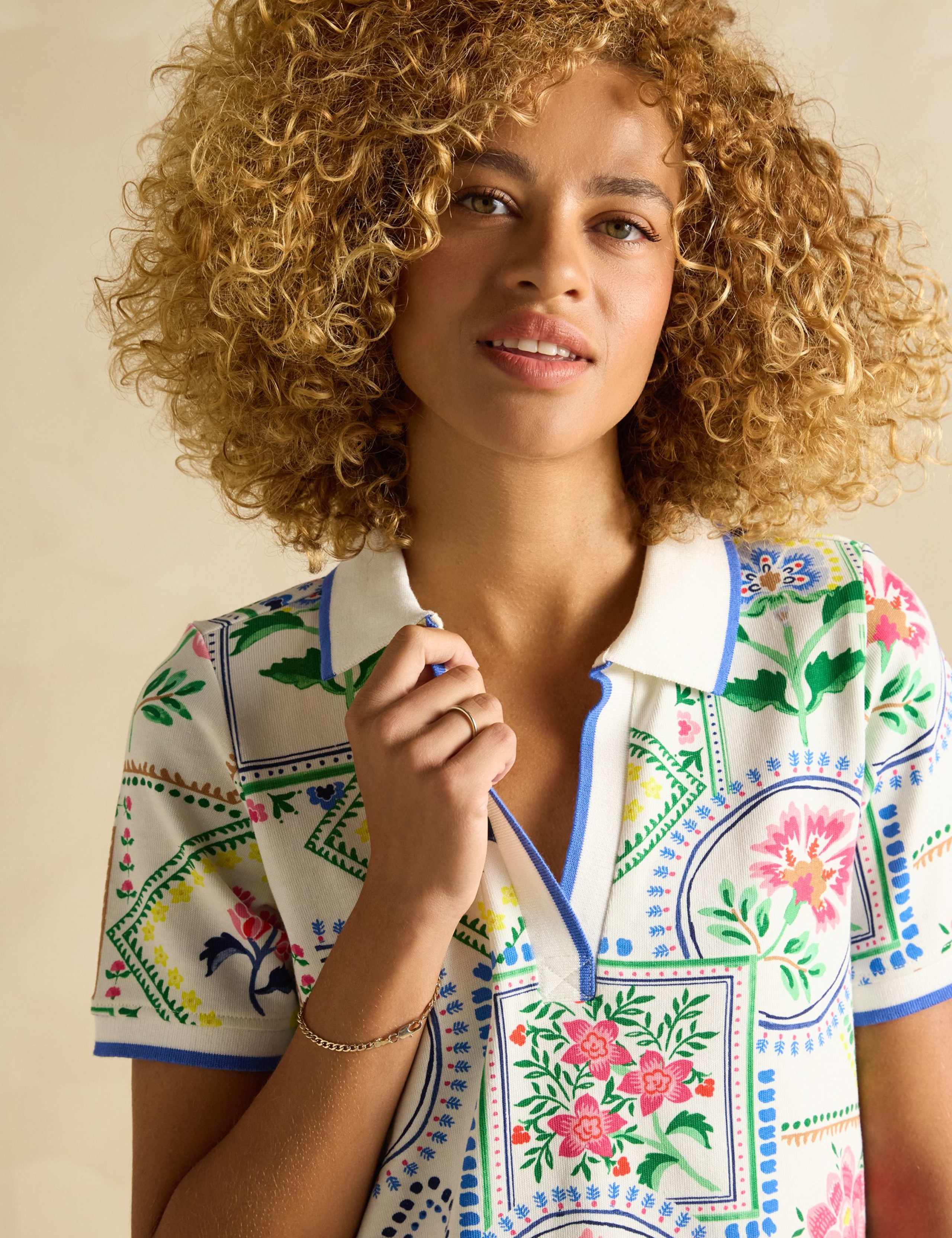 Pure Cotton Floral Tile Print T-Shirt Dress 5 of 6