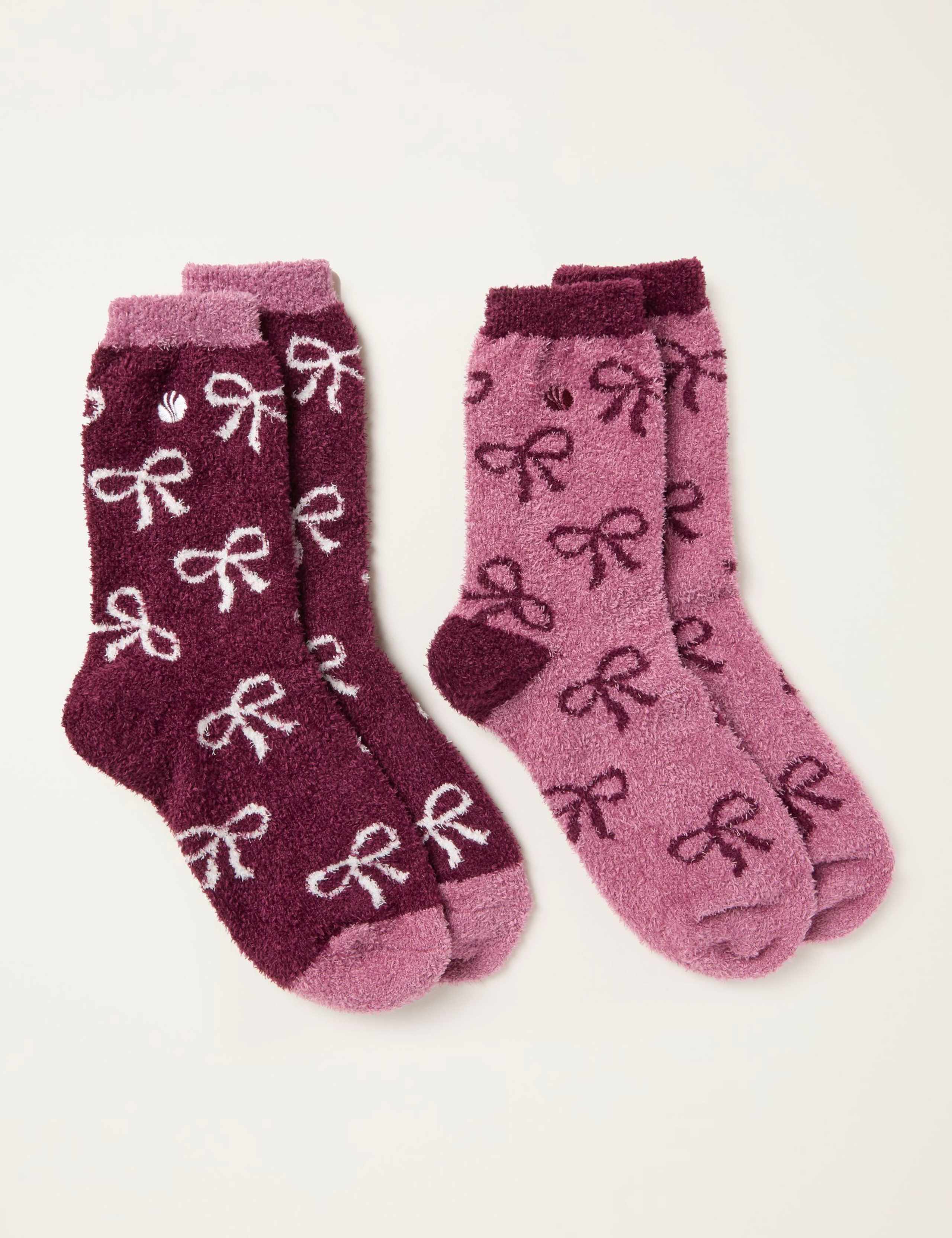 2pk Bow Fluffy Socks 2 of 2