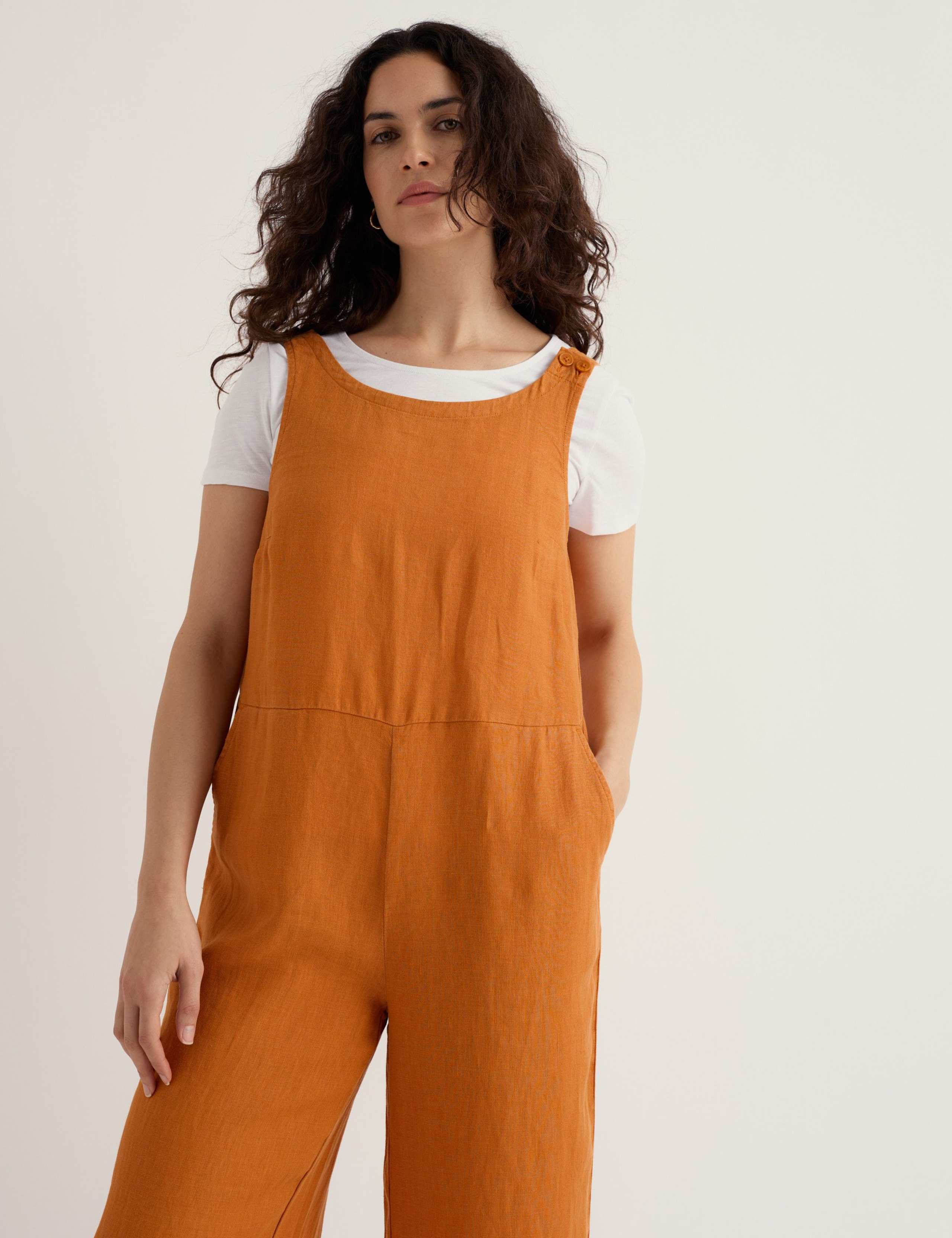 Pure Linen Sleeveless Cropped Jumpsuit 4 of 5
