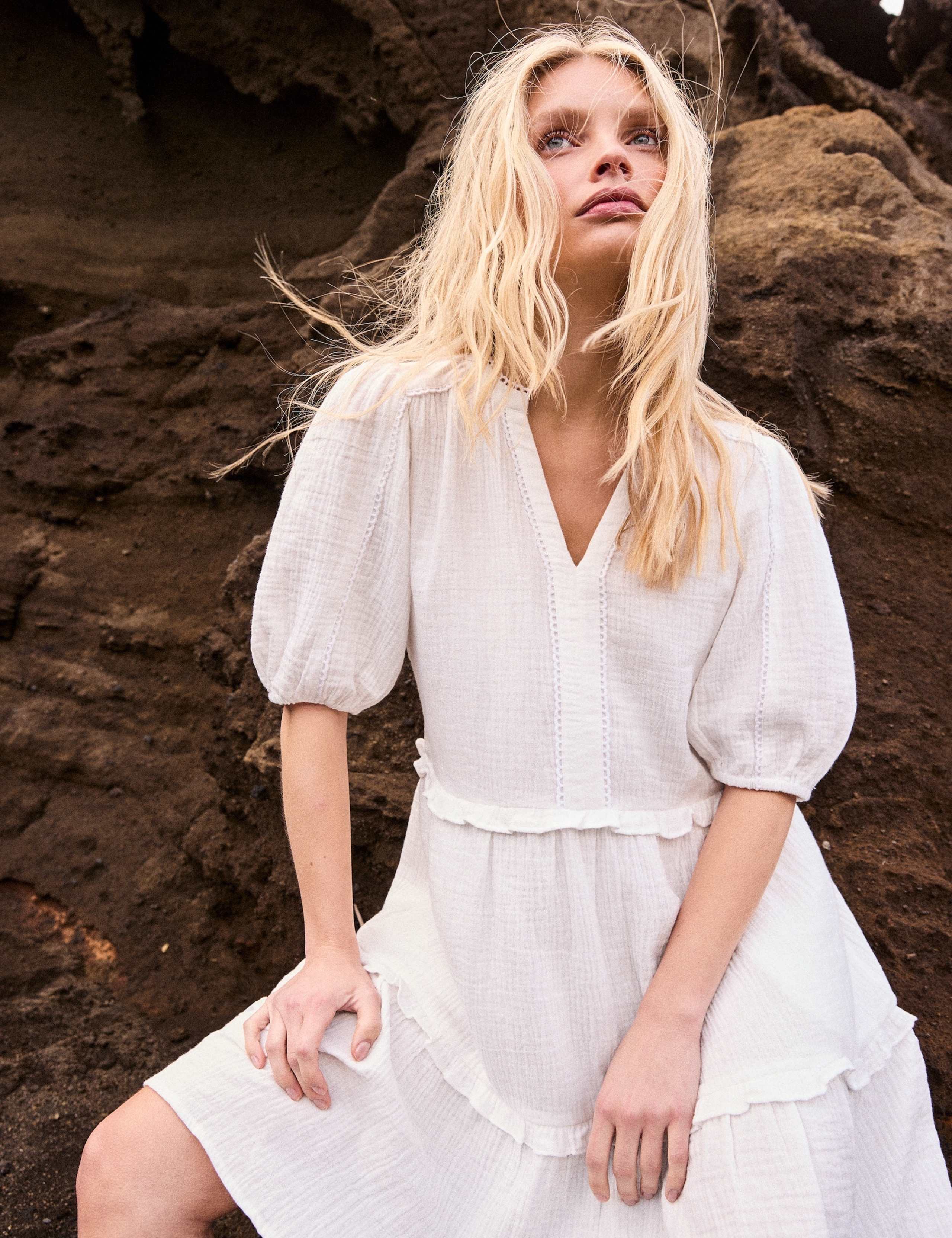Pure Cotton V-Neck Mini Shift Dress 1 of 7