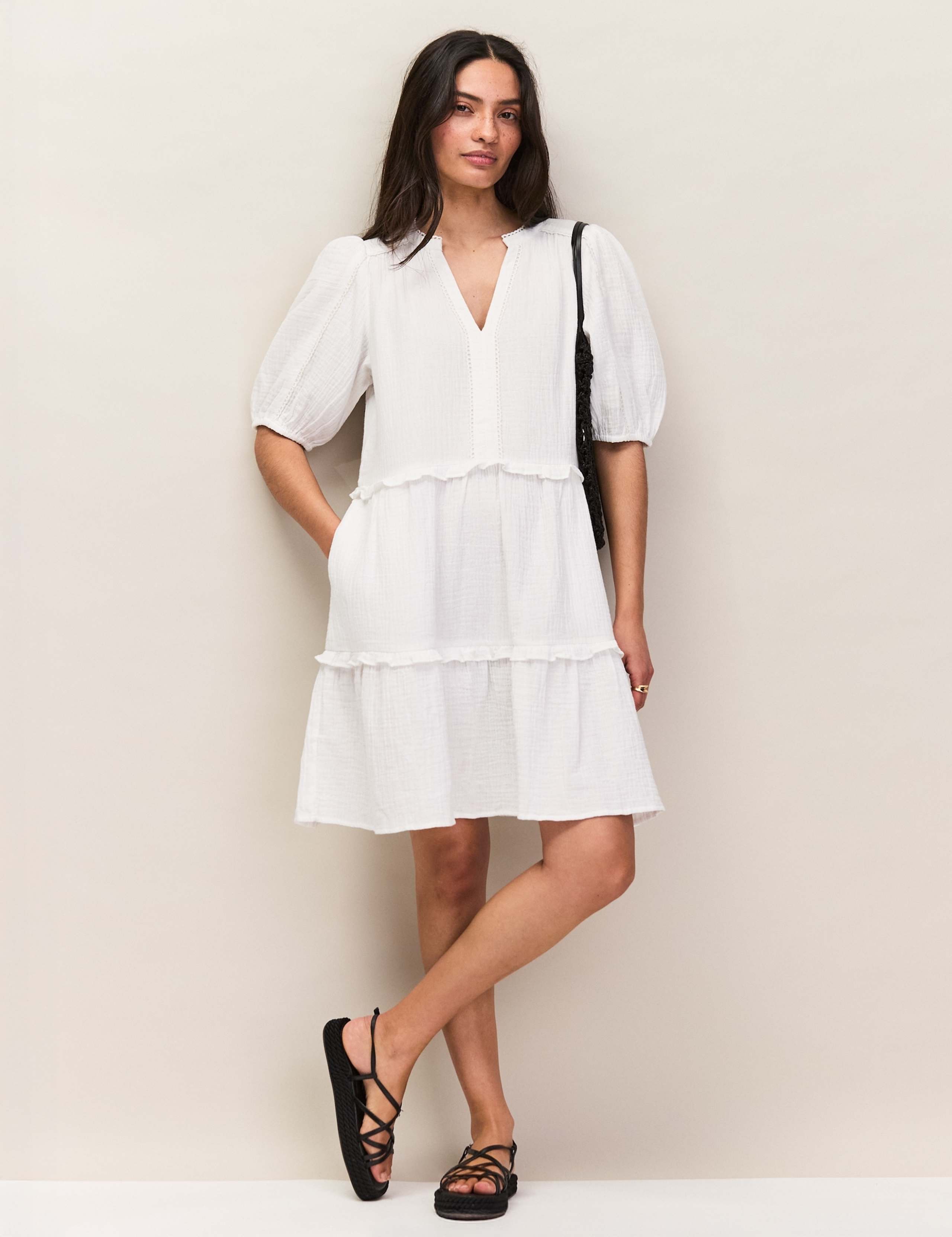 Pure Cotton V-Neck Mini Shift Dress 3 of 7