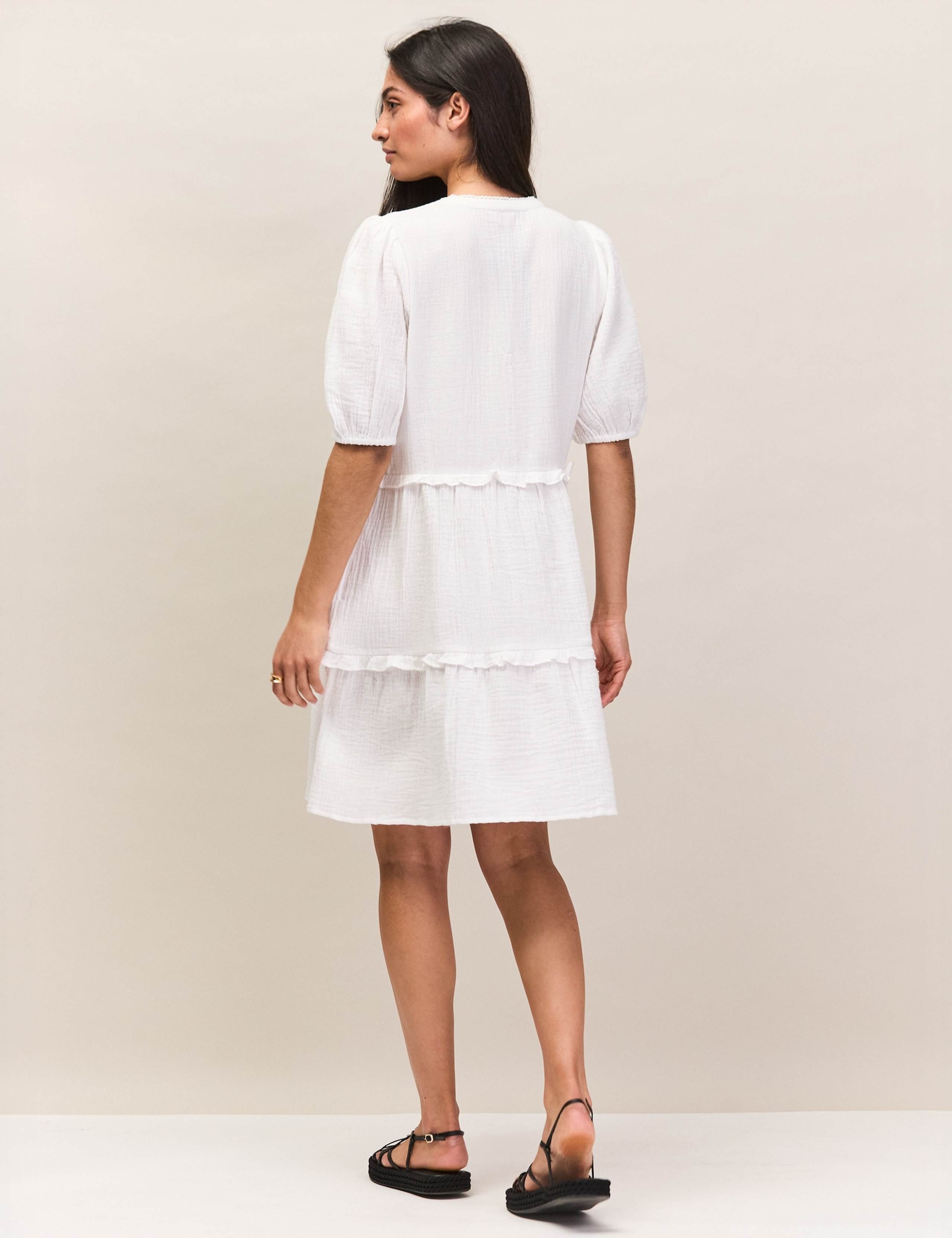 Pure Cotton V-Neck Mini Shift Dress 4 of 7