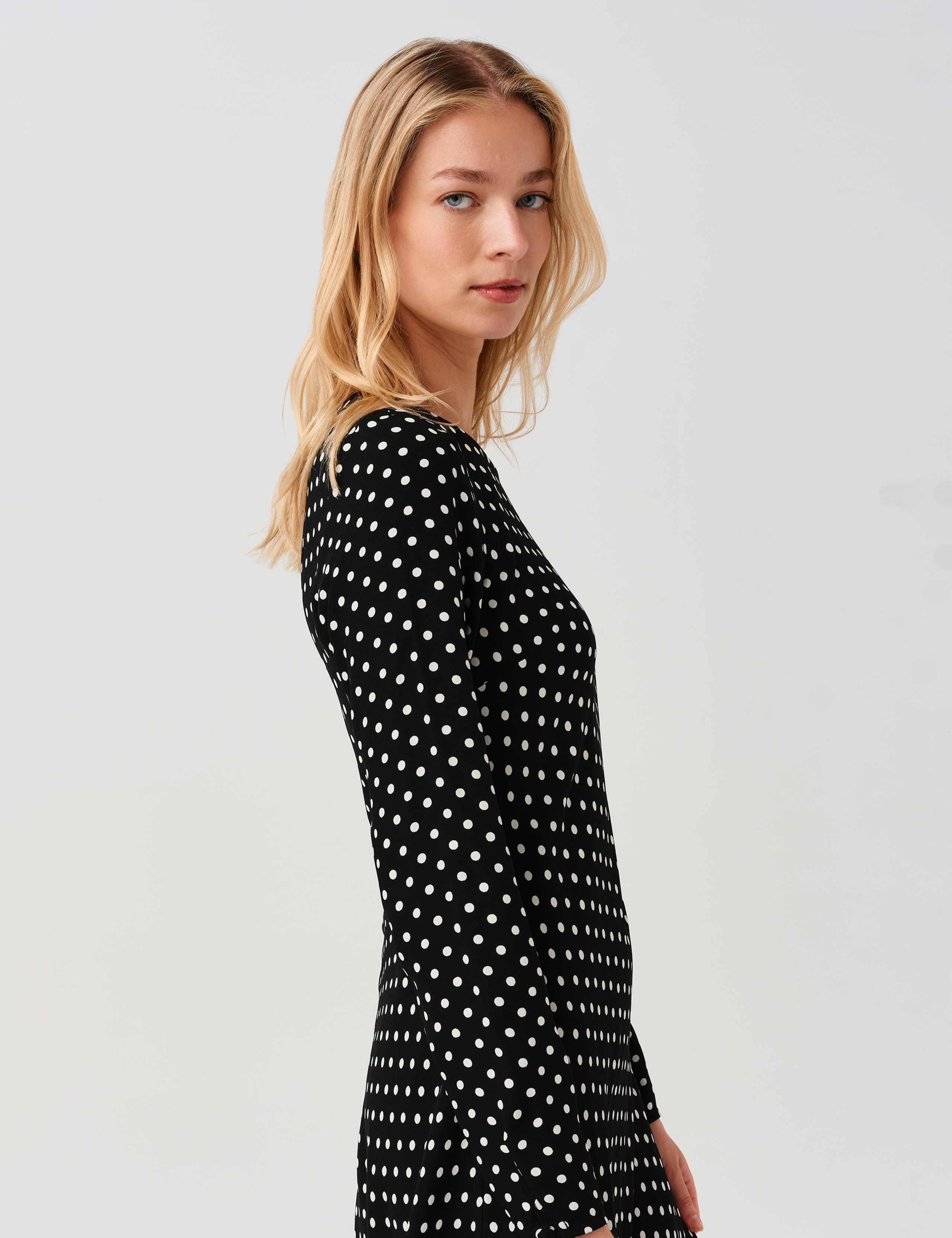 Polka Dot Round Neck Midi Waisted Dress 9 of 9