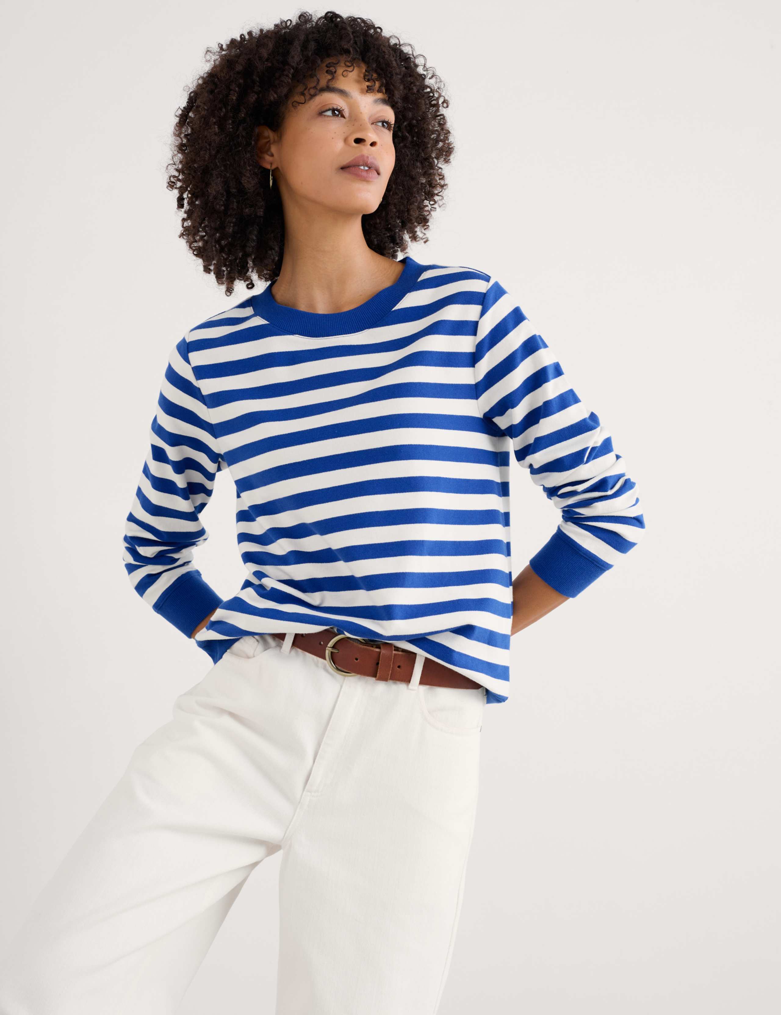 Pure Cotton Striped Crew Neck Sweatshirt 3 of 4