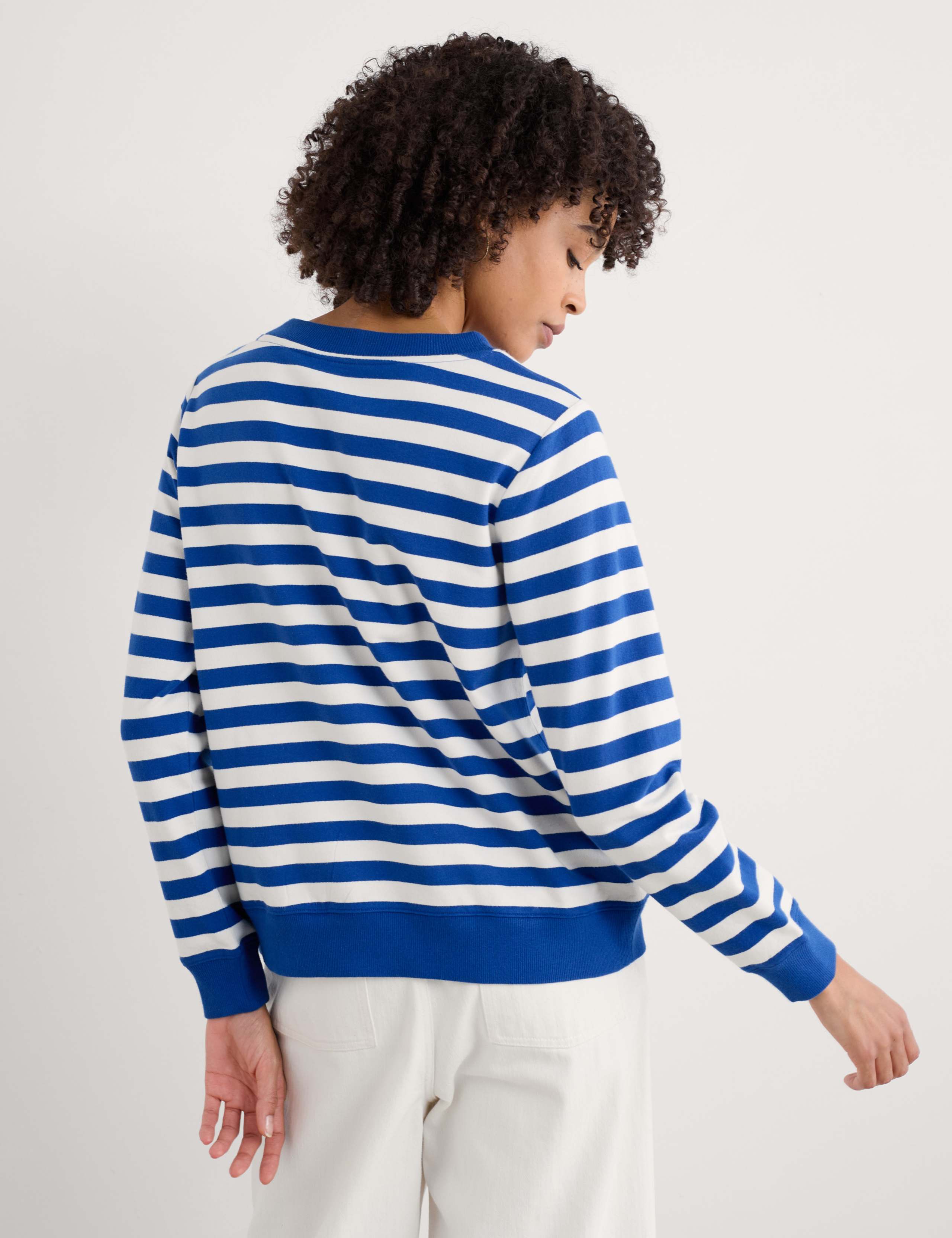 Pure Cotton Striped Crew Neck Sweatshirt 4 of 4