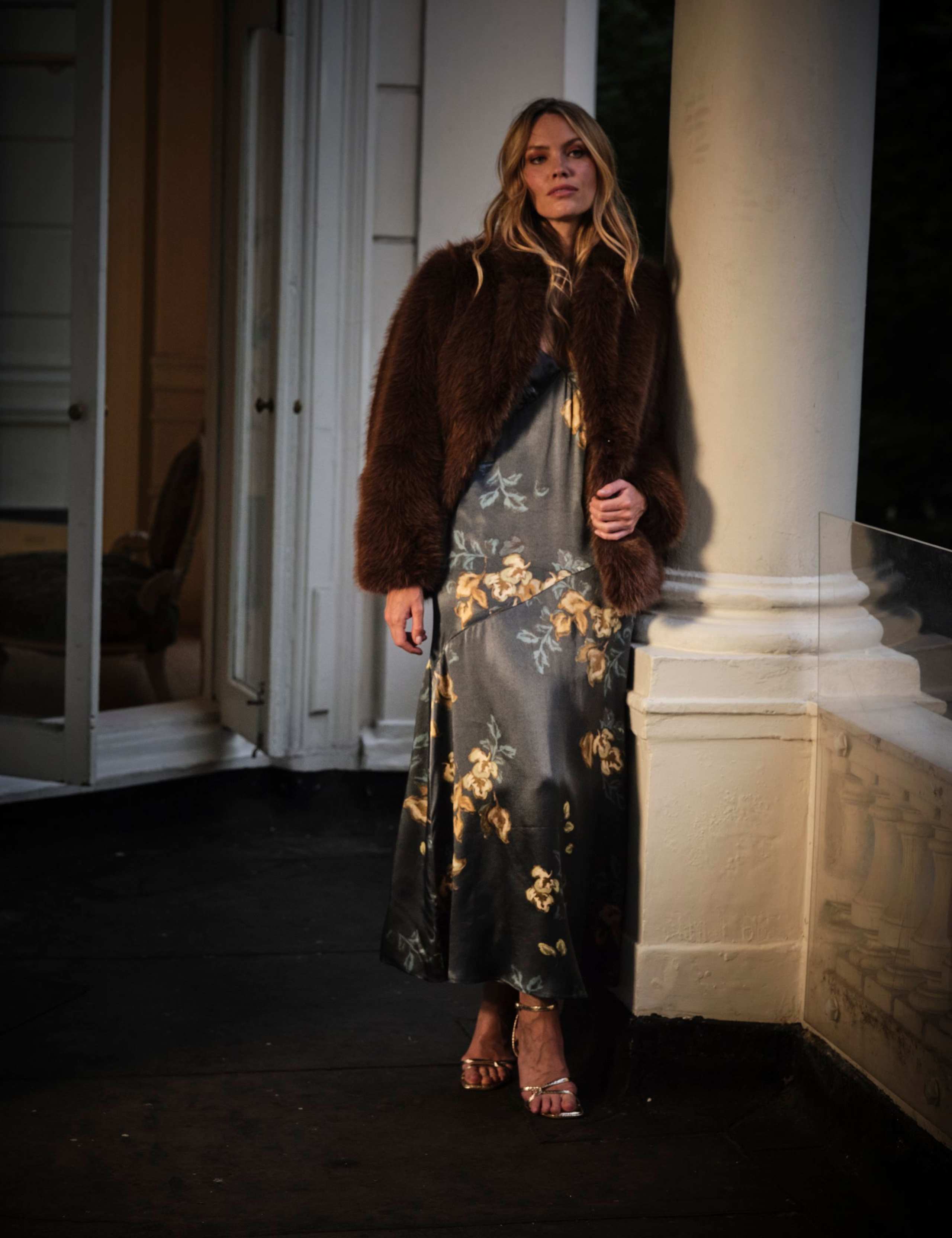 Textured Faux Fur Coat 3 of 6