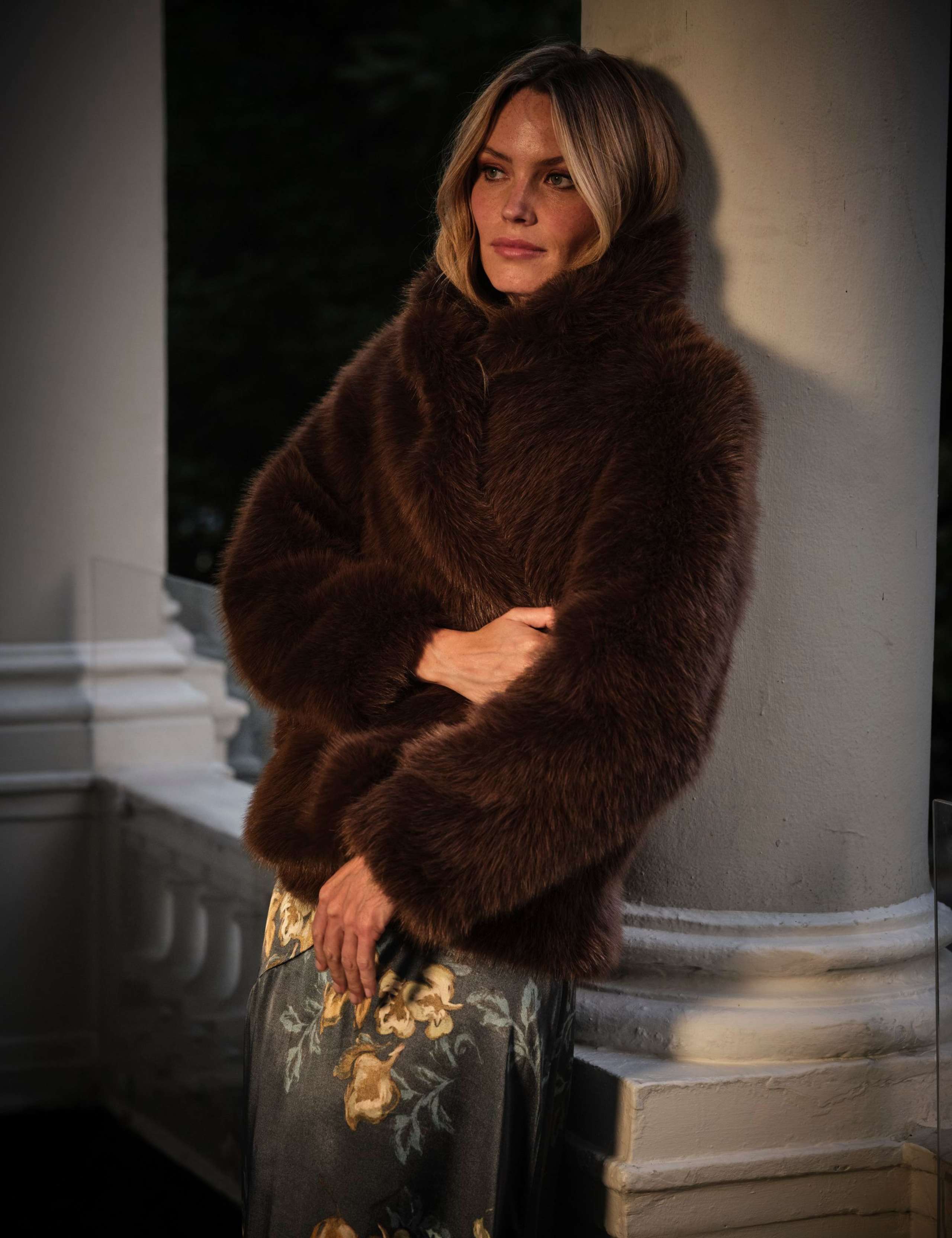 Textured Faux Fur Coat 4 of 6