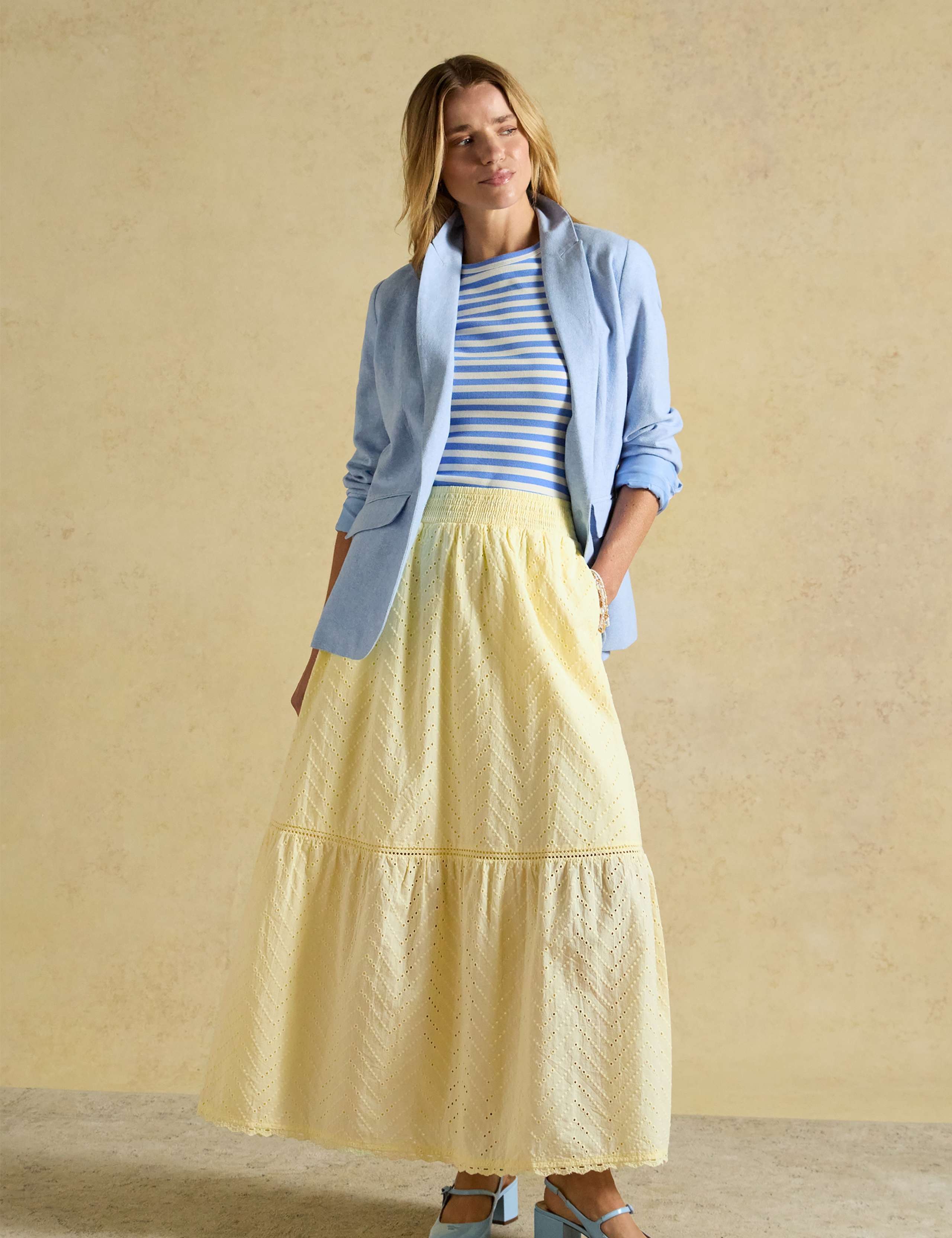 Pure Cotton Broderie Maxi Tiered Skirt 3 of 7