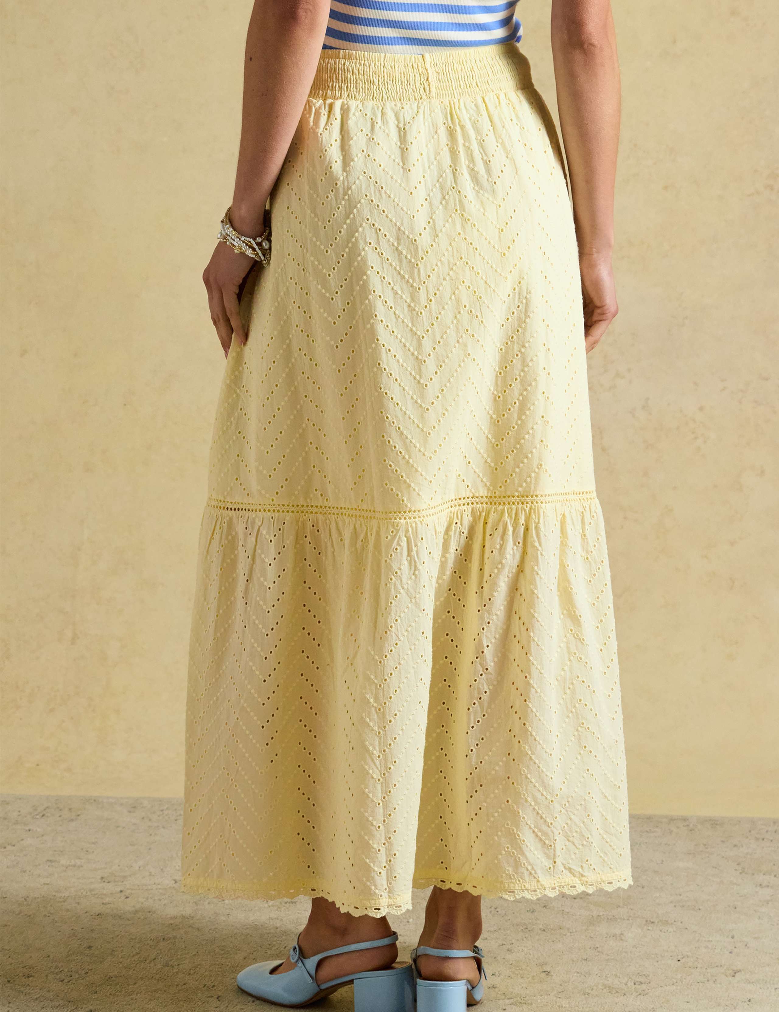 Pure Cotton Broderie Maxi Tiered Skirt 4 of 7