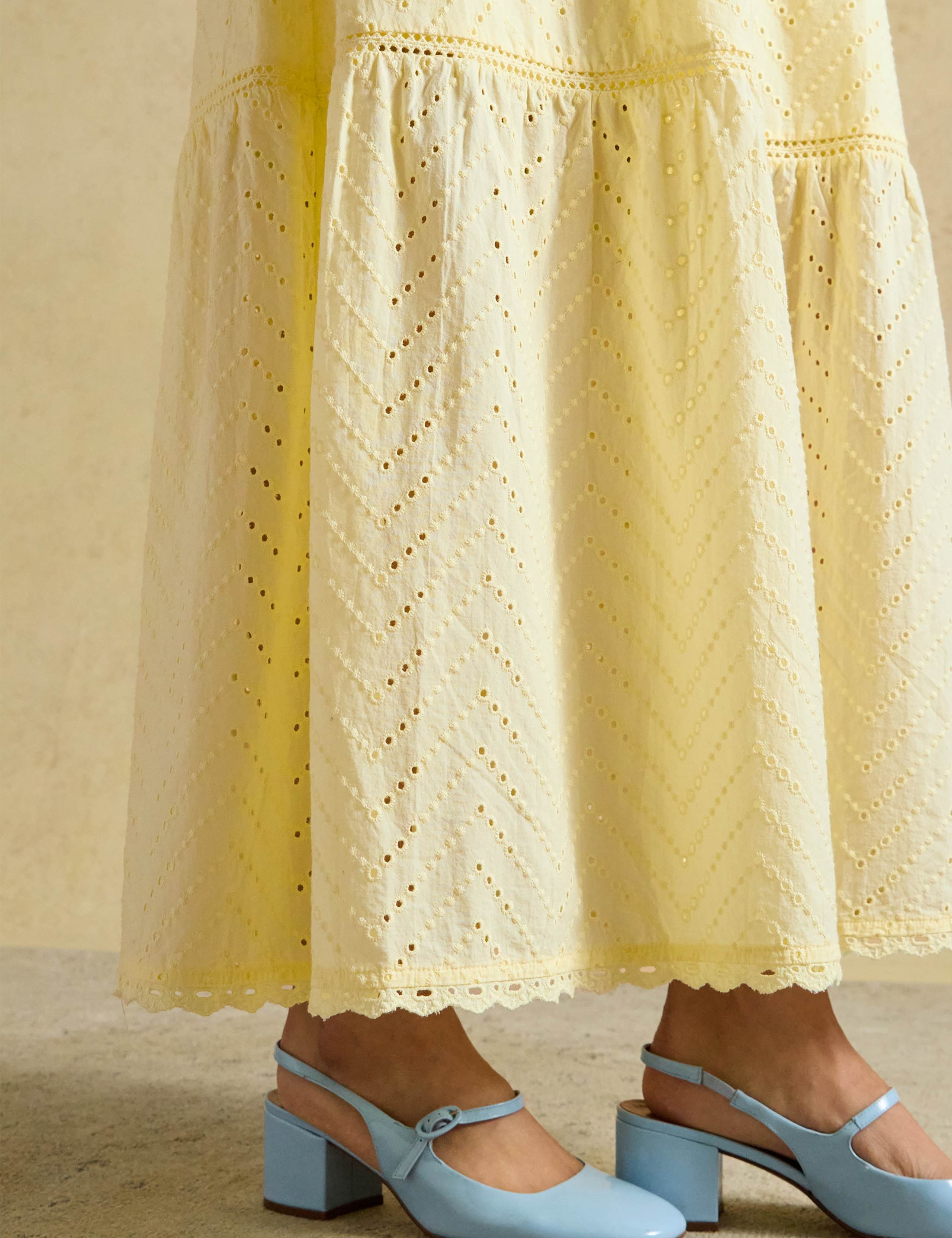 Pure Cotton Broderie Maxi Tiered Skirt 5 of 7