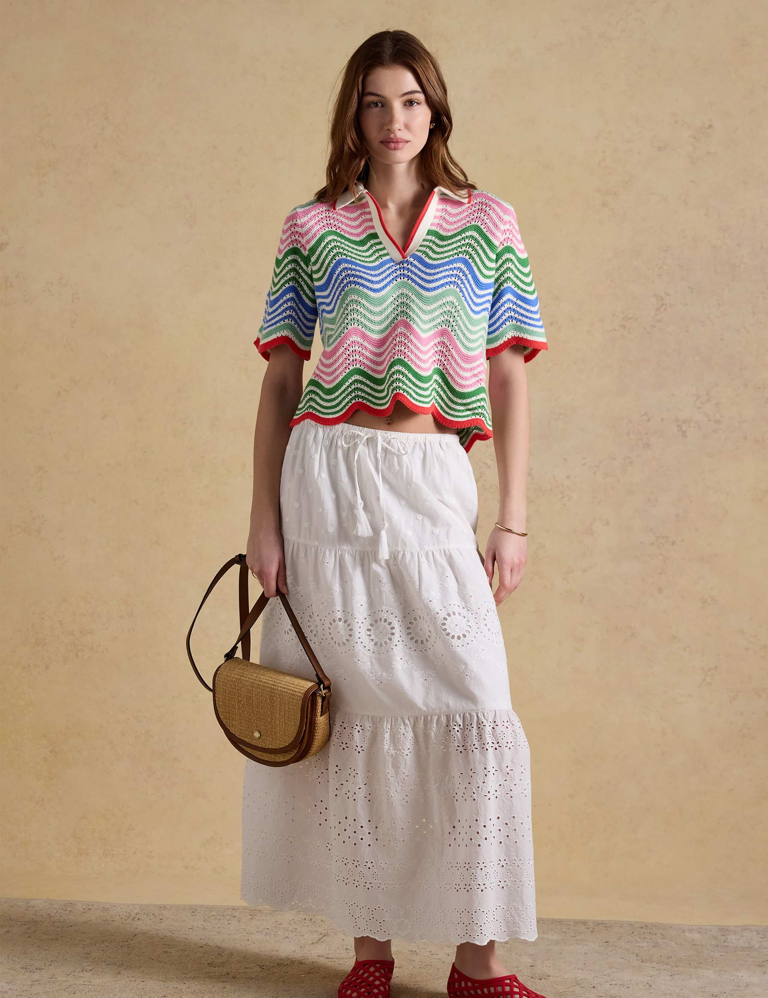 Pure Cotton Broderie Maxi Tiered Skirt 4 of 7