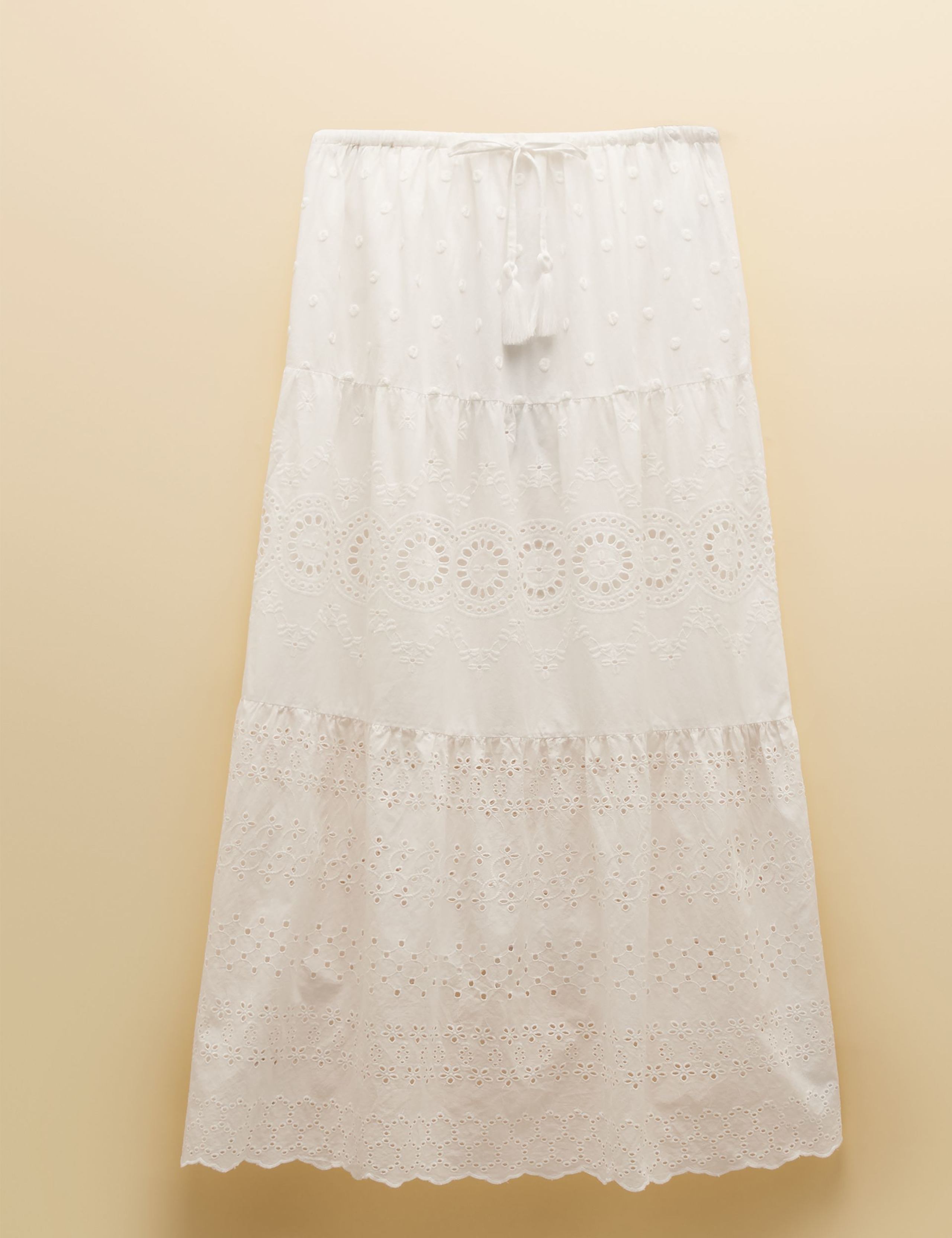 Pure Cotton Broderie Maxi Tiered Skirt 2 of 7