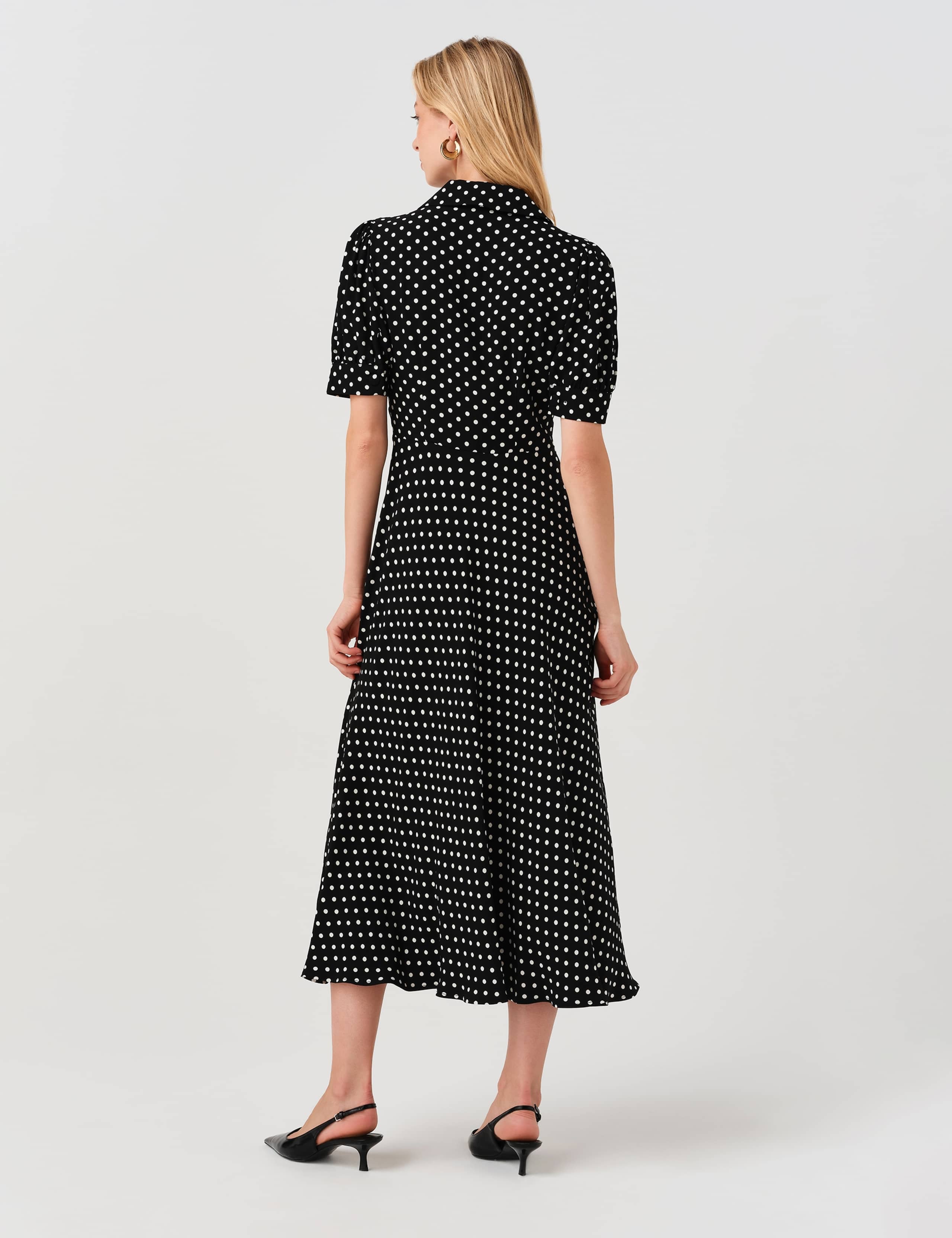 Polka Dot Midi Waisted Dress 2 of 8
