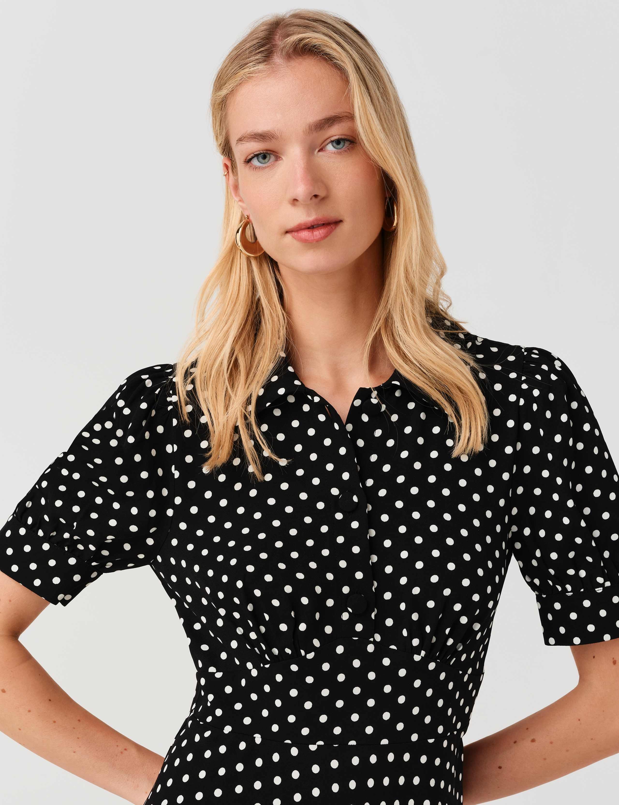 Polka Dot Midi Waisted Dress 4 of 8