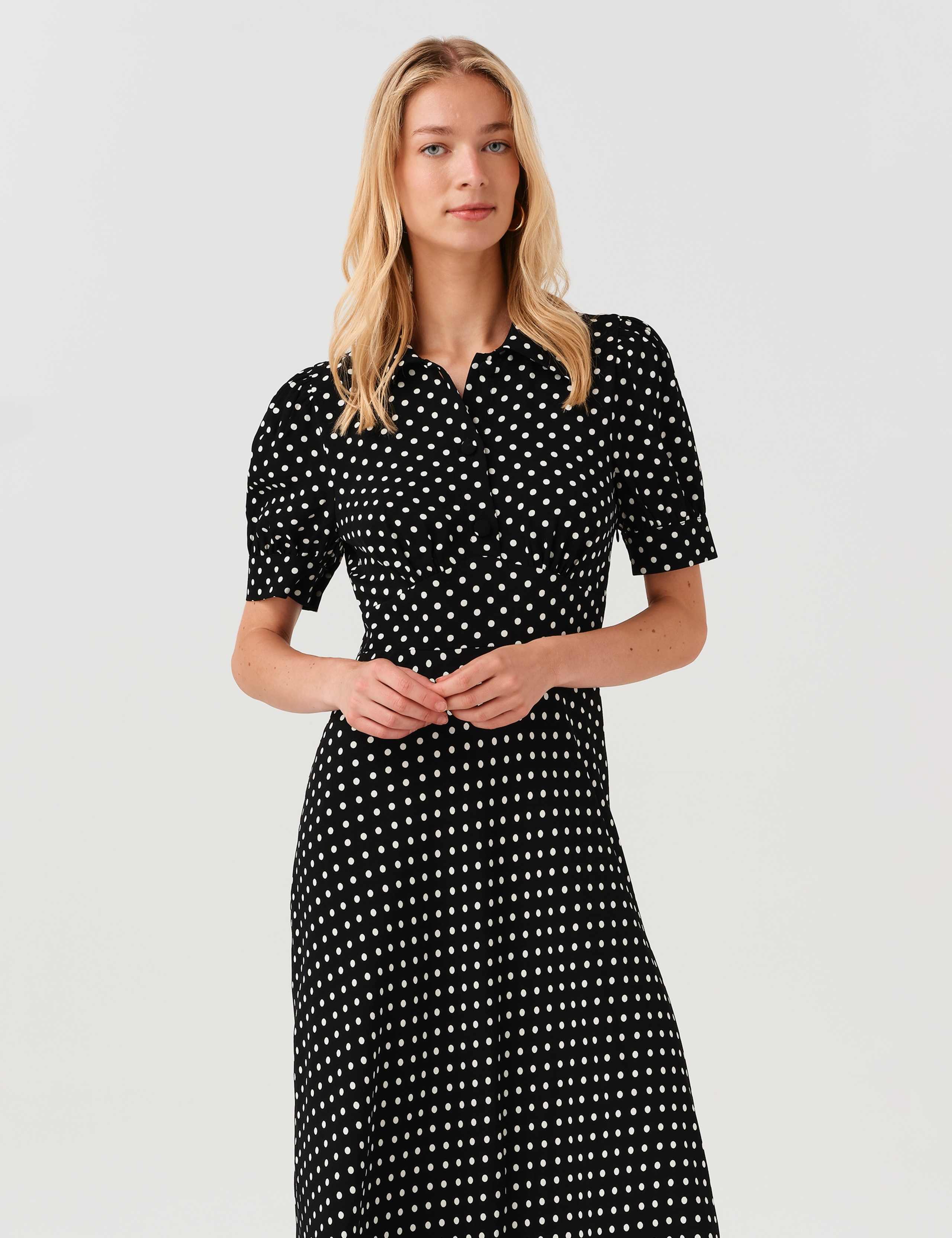 Polka Dot Midi Waisted Dress 5 of 8