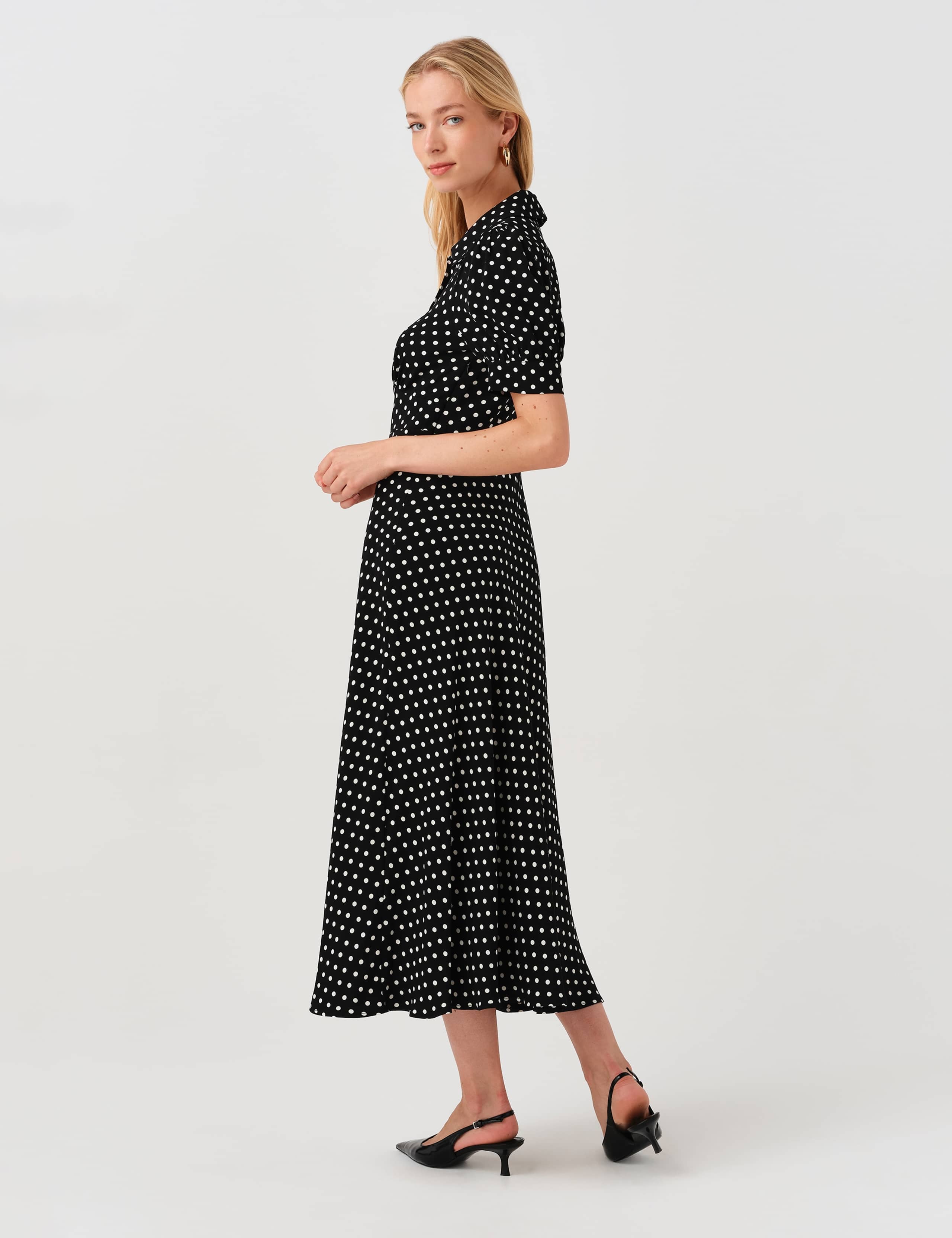 Polka Dot Midi Waisted Dress 8 of 8