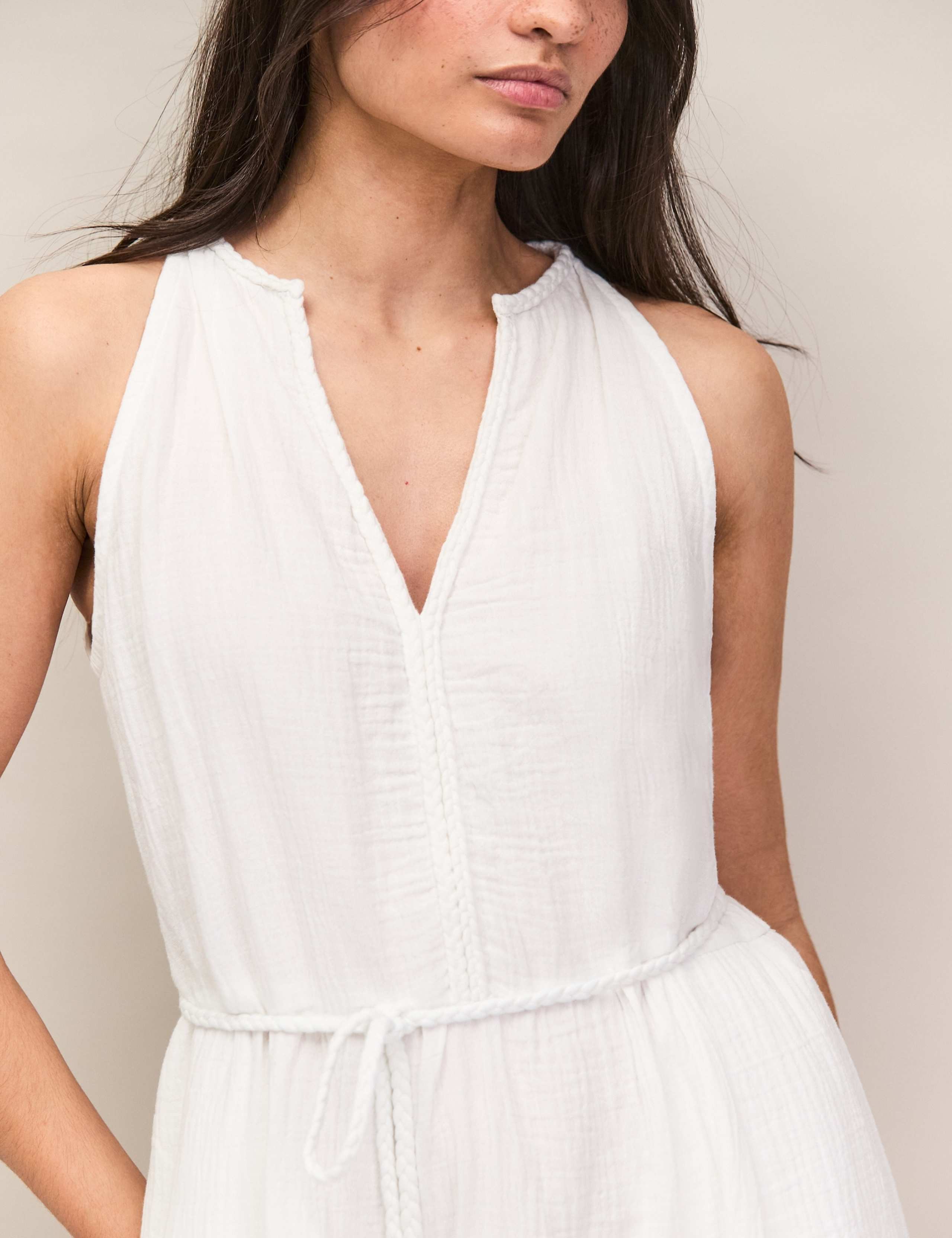 Pure Cotton V-Neck Midaxi Waisted Dress 6 of 7