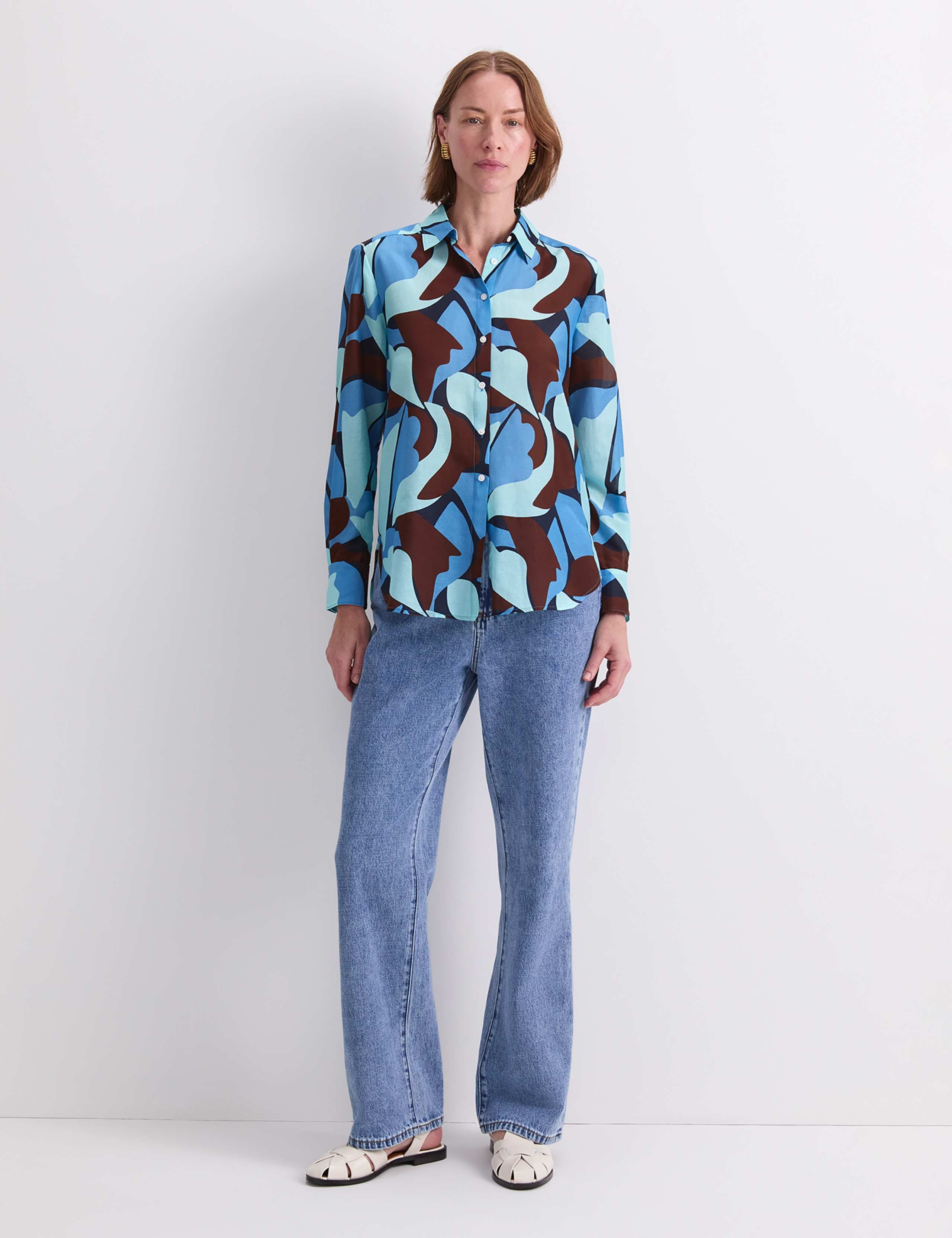 Cotton Silk Blend Geometric Shirt 2 of 7