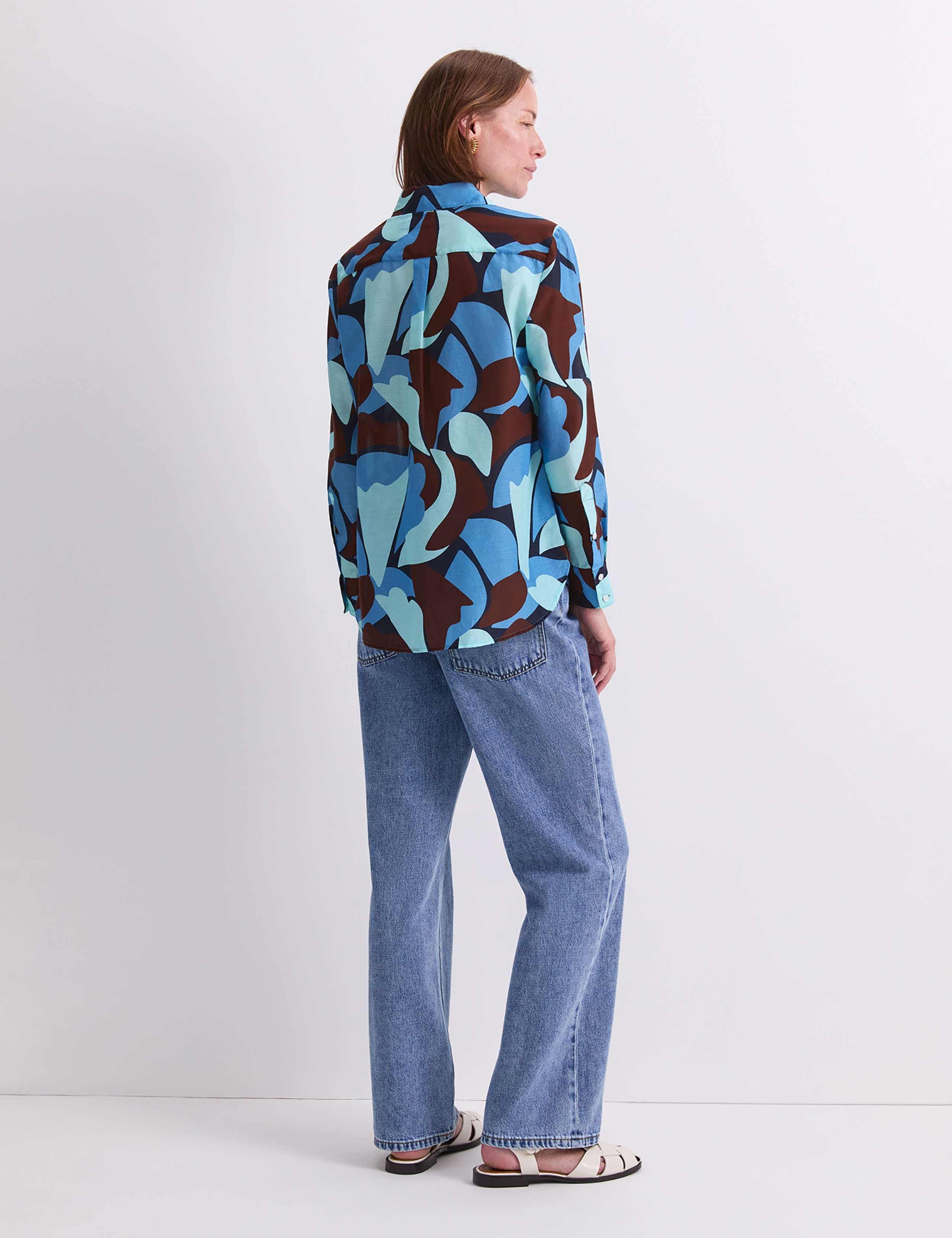 Cotton Silk Blend Geometric Shirt 3 of 7