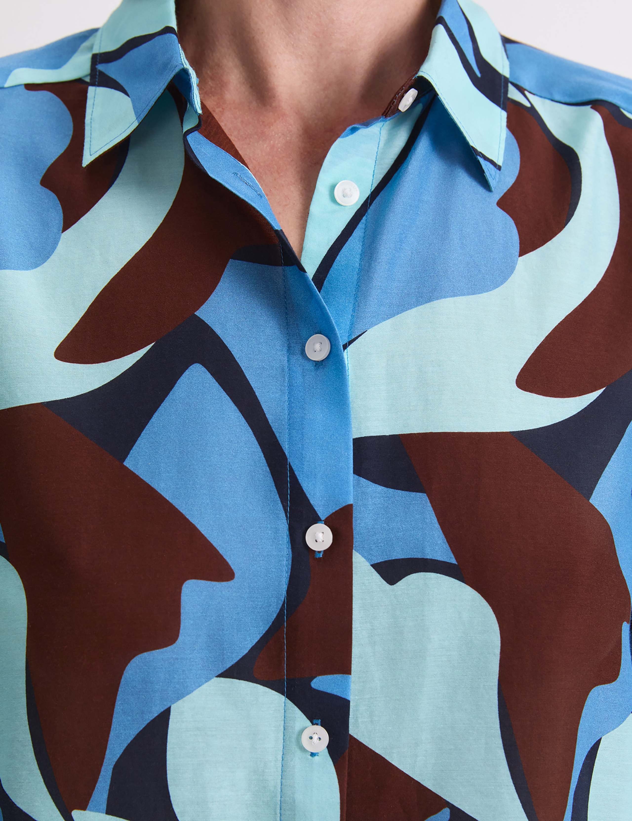 Cotton Silk Blend Geometric Shirt 7 of 7