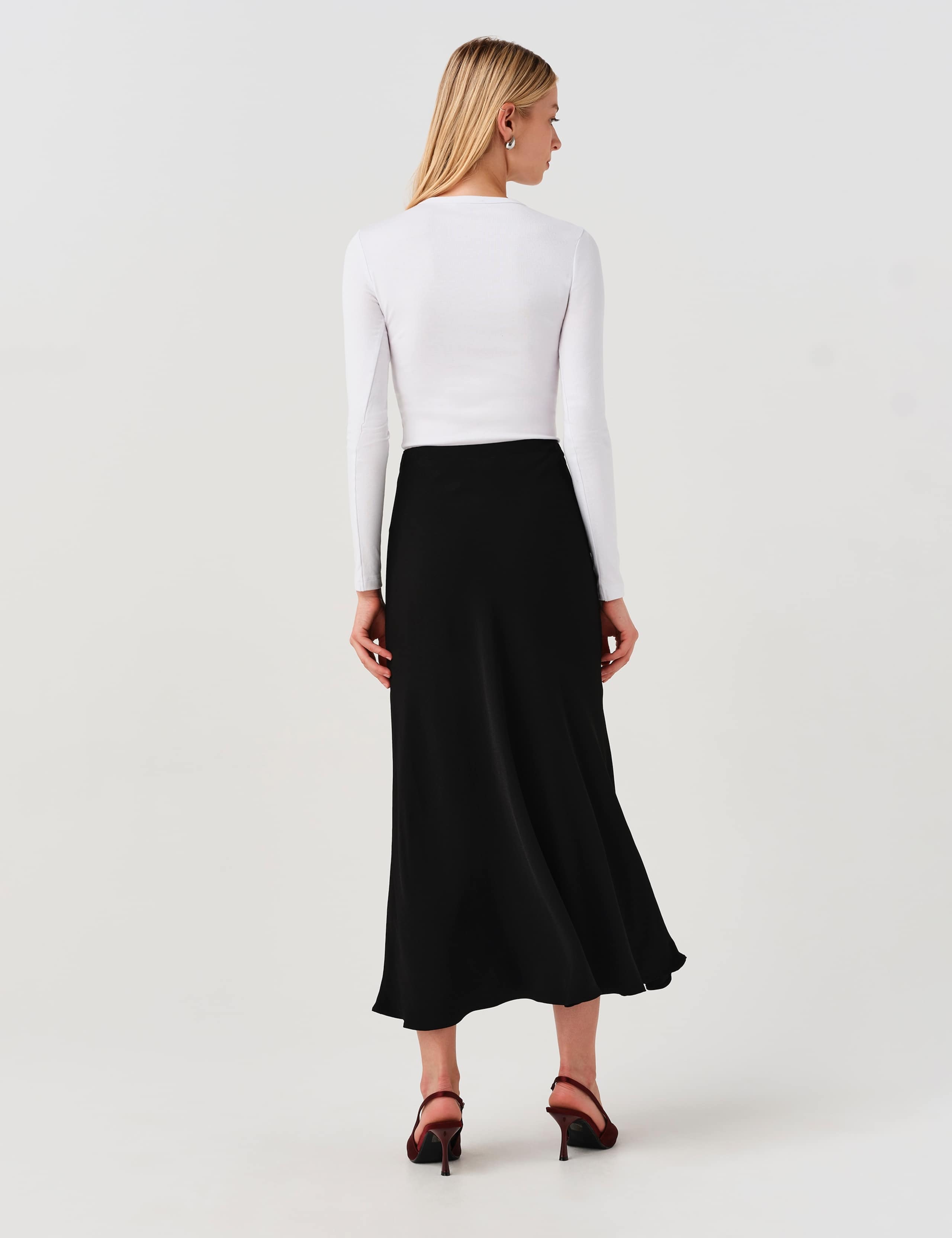 Satin Midi Slip Skirt 2 of 6