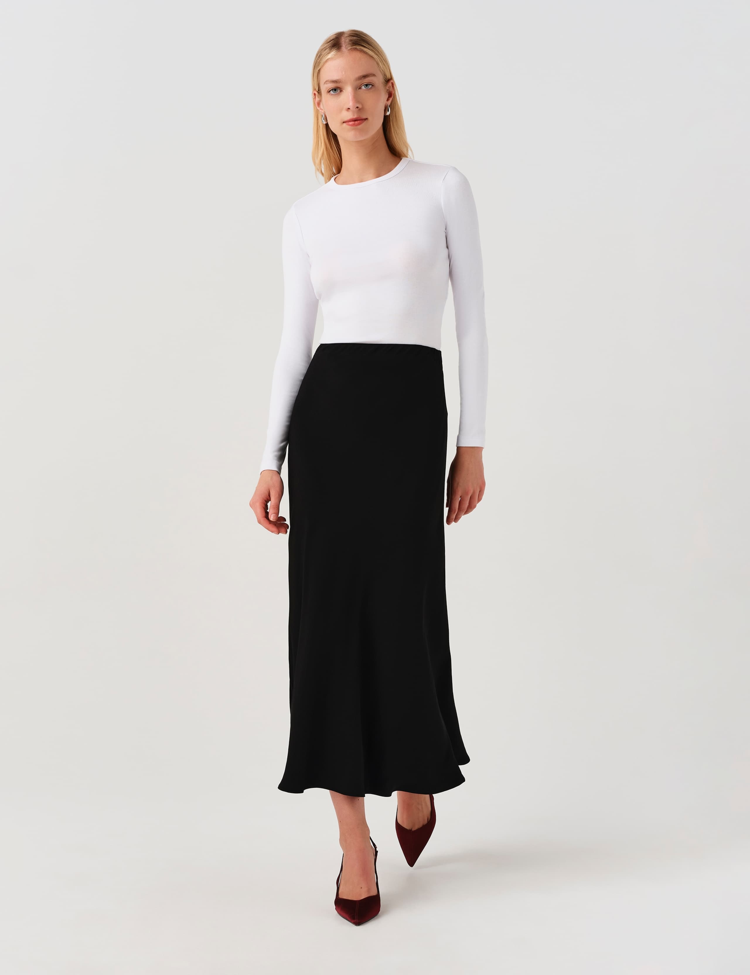 Satin Midi Slip Skirt 3 of 6