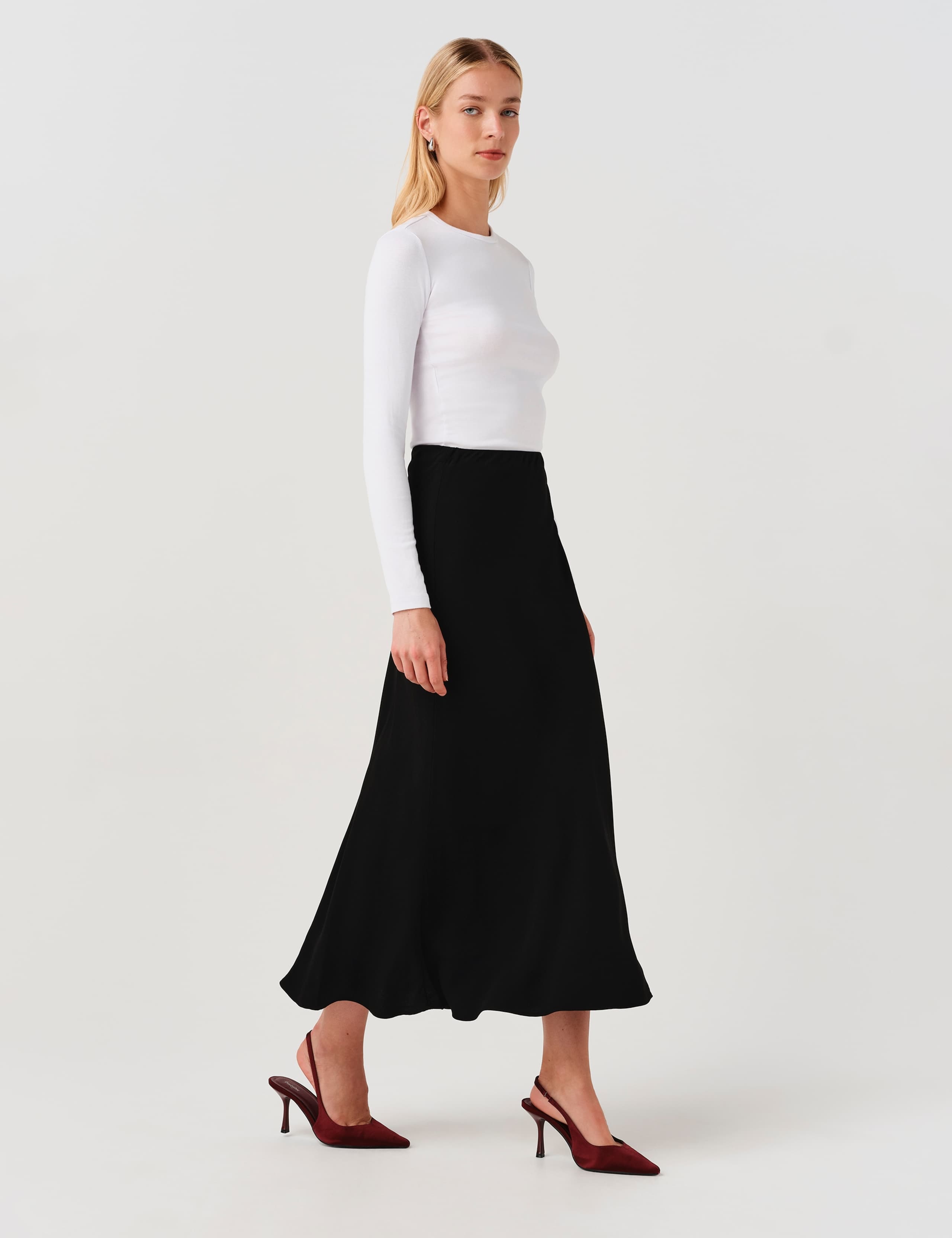 Satin Midi Slip Skirt 4 of 6
