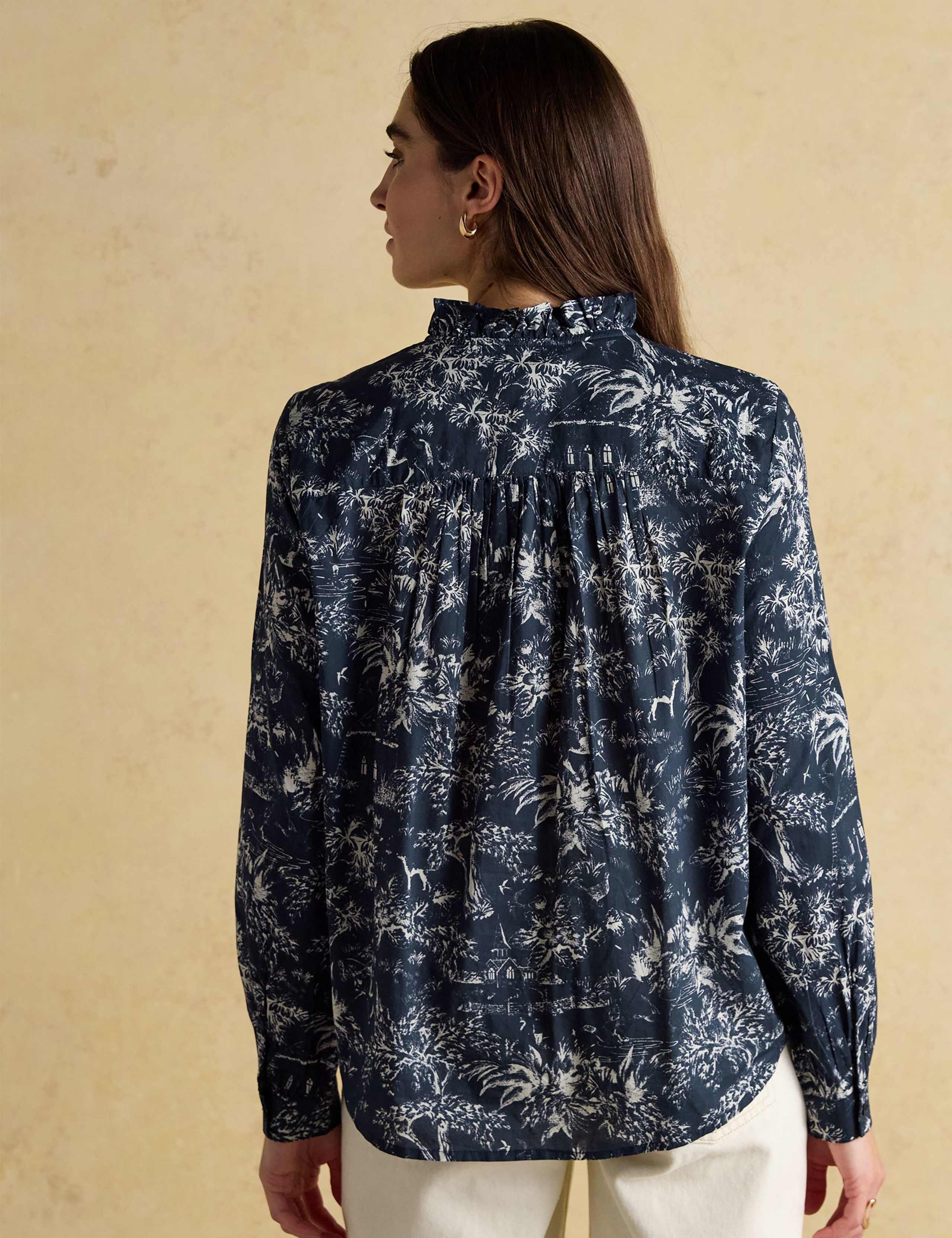 Pure Cotton Printed High Neck Blouse 3 of 8
