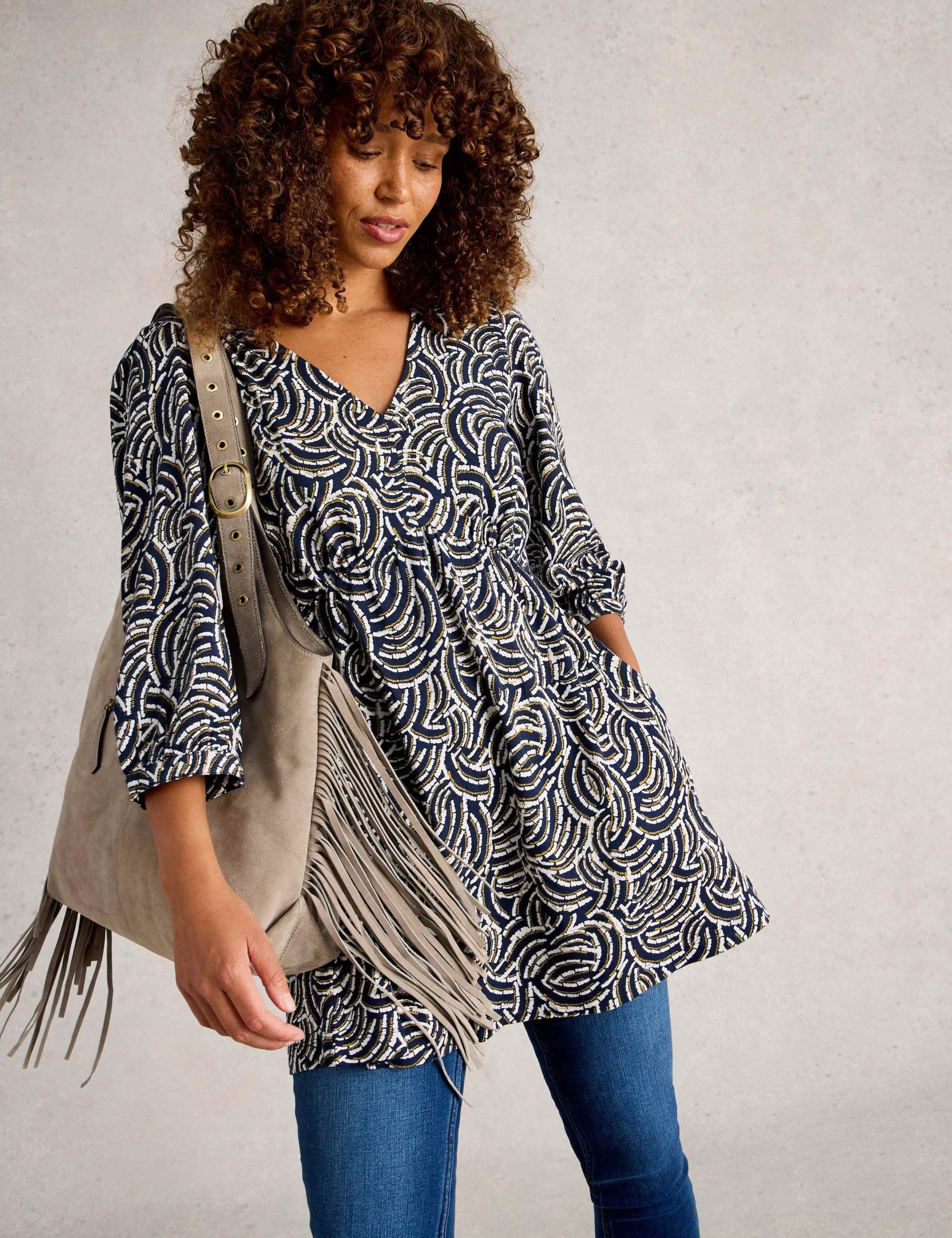 Pure Cotton Printed V-Neck Tunic 3 of 6