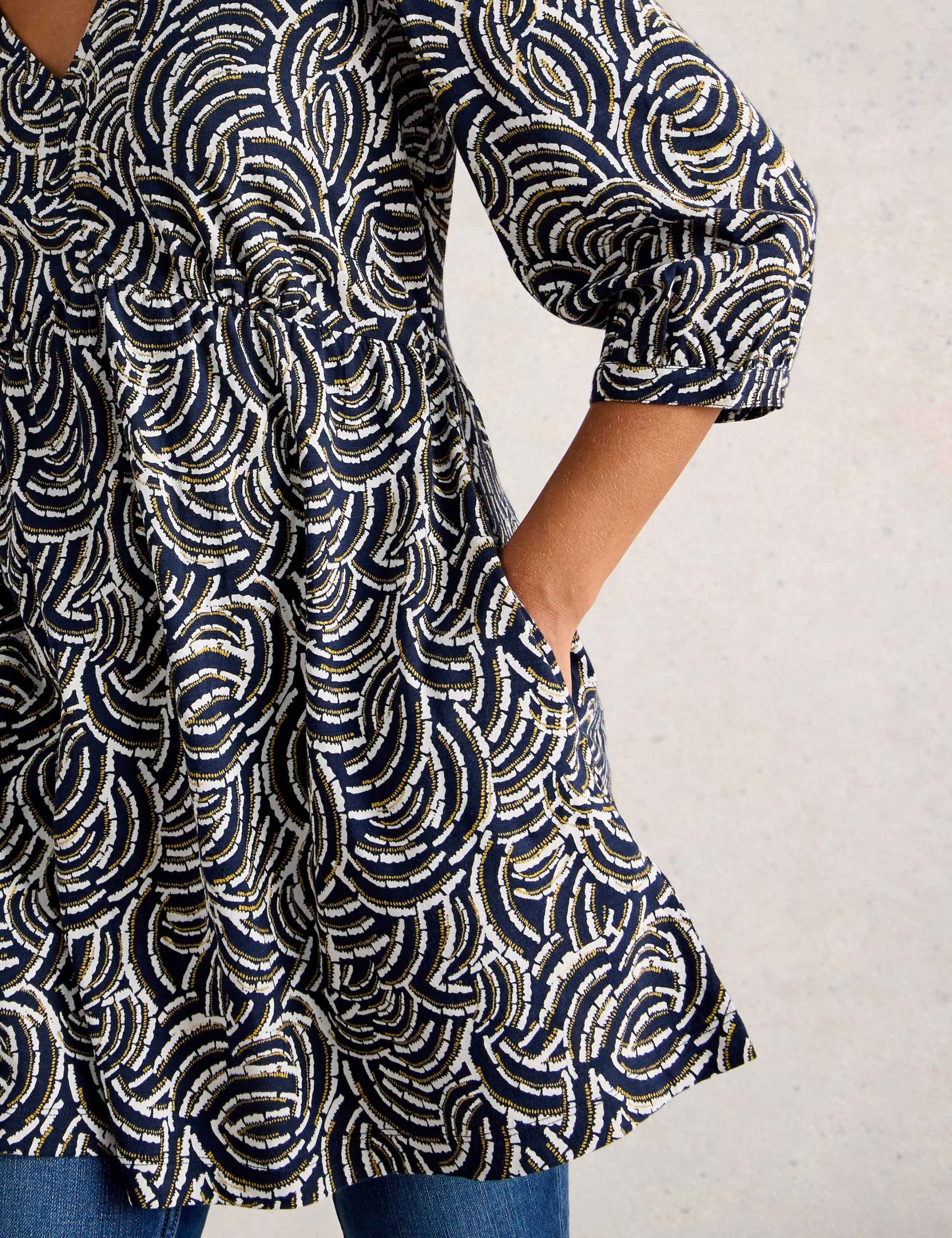 Pure Cotton Printed V-Neck Tunic 5 of 6