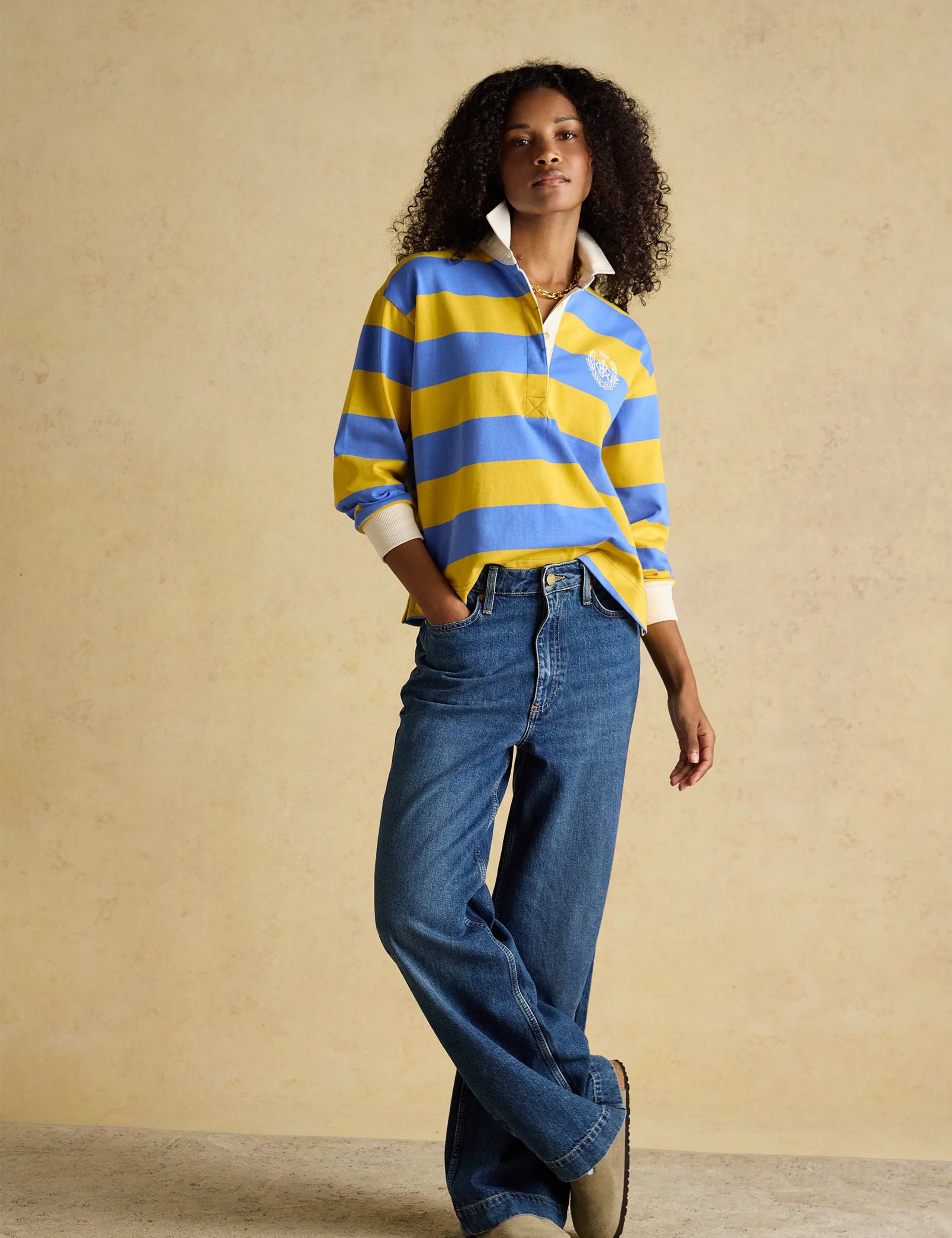 Pure Cotton Striped Embroidered Rugby Shirt 1 of 9