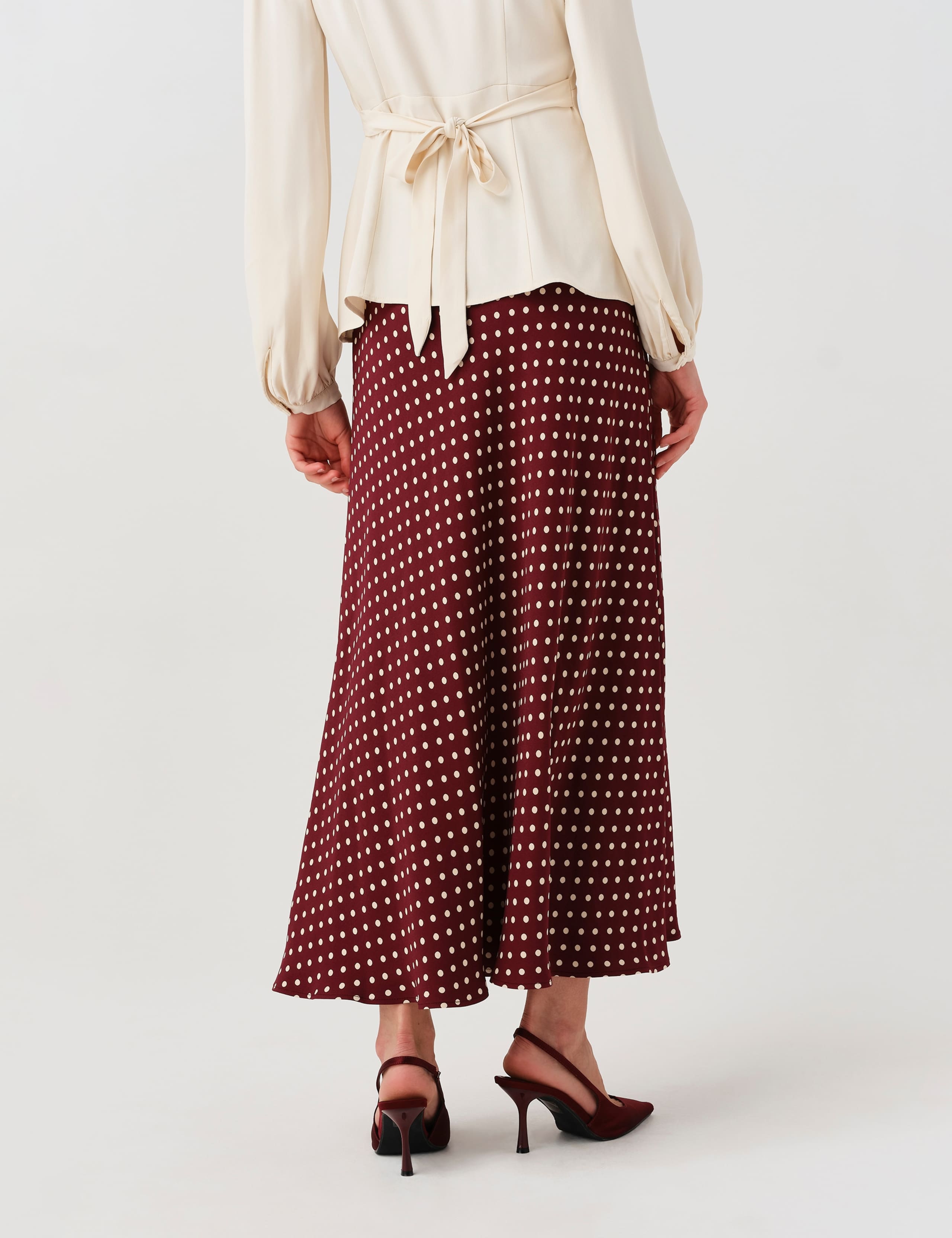 Satin Spot Print Midi Slip Skirt 5 of 10