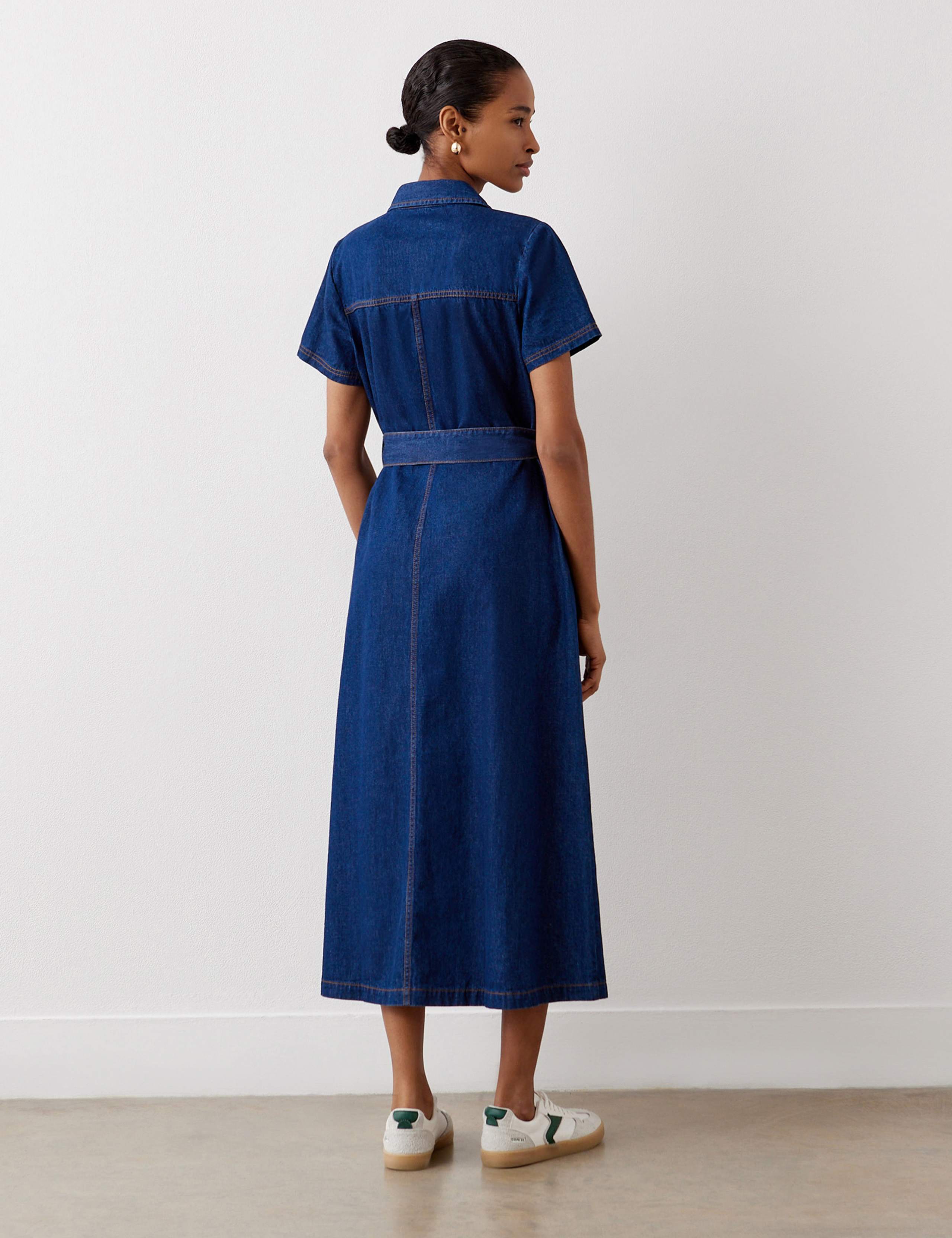 Cotton Rich Denim Midi Shirt Dress 2 of 5
