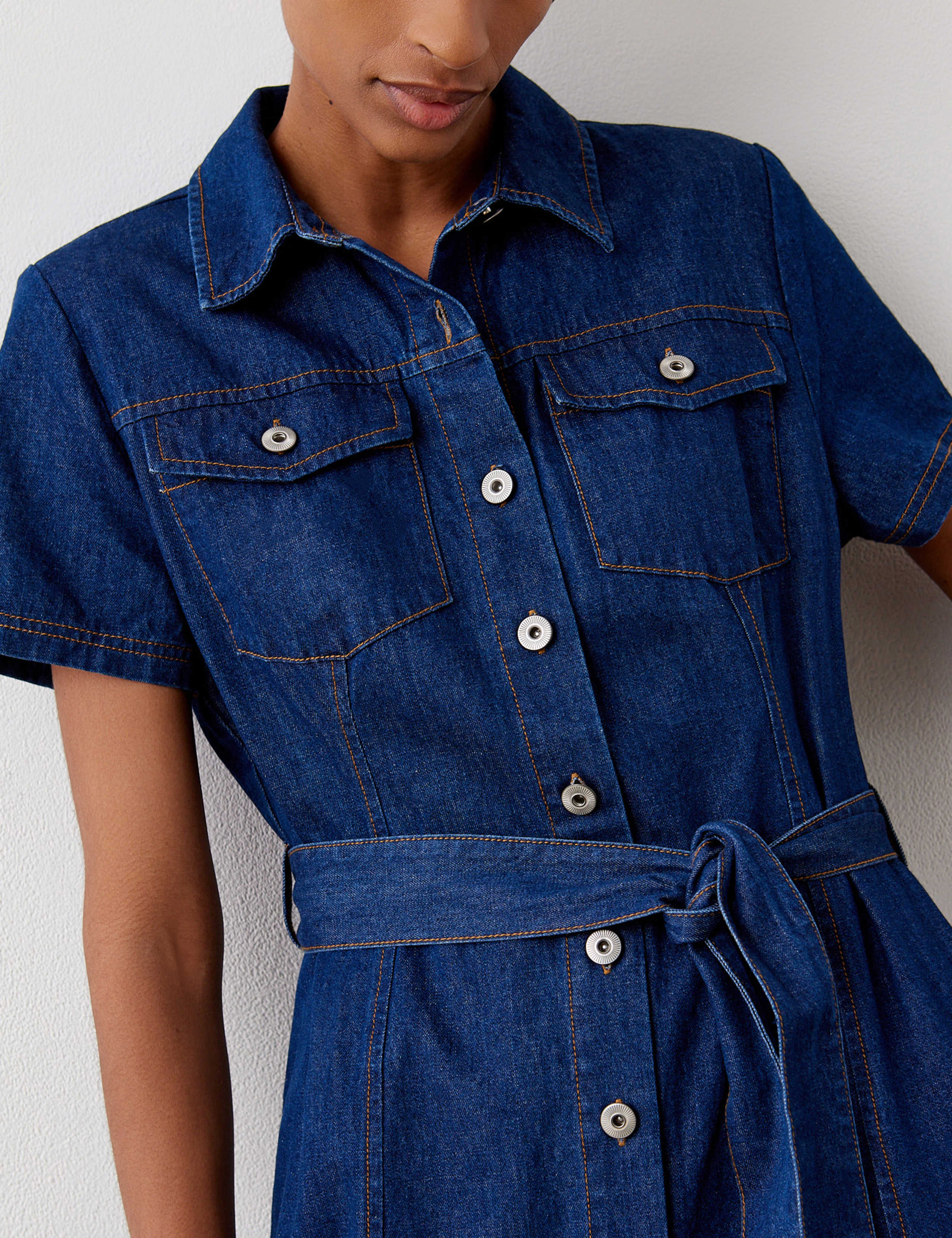Cotton Rich Denim Midi Shirt Dress 4 of 5