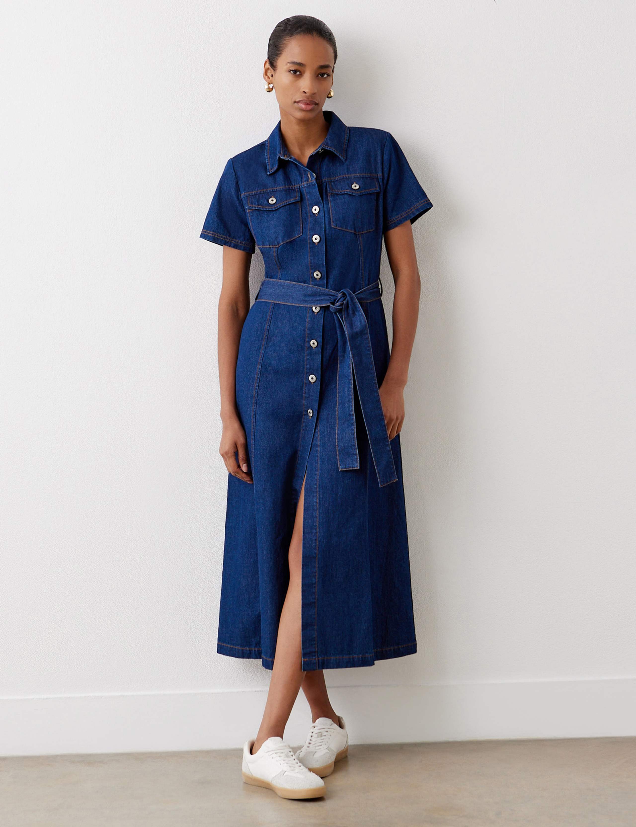 Cotton Rich Denim Midi Shirt Dress 5 of 5