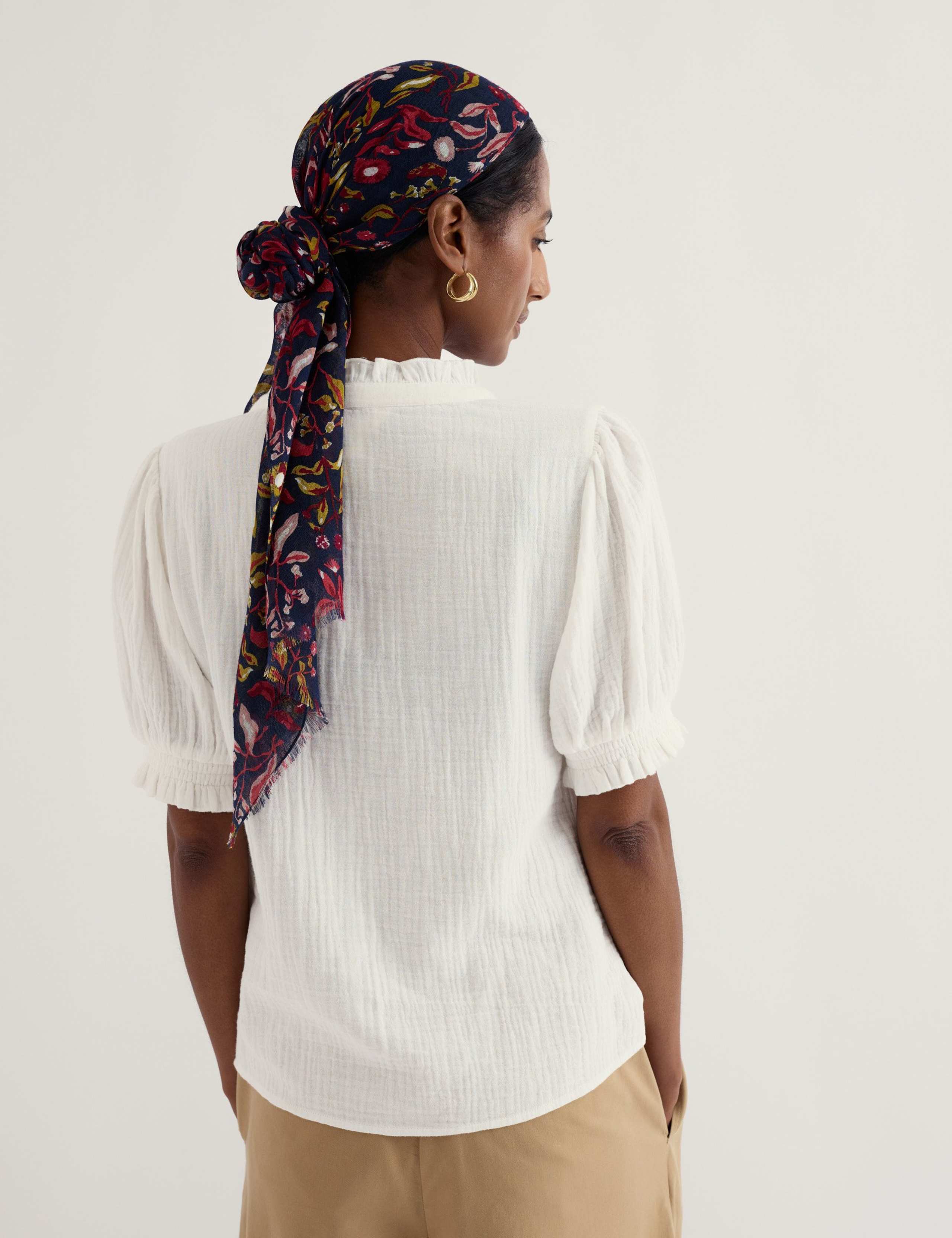 Pure Cotton Round Neck Relaxed Blouse 4 of 5